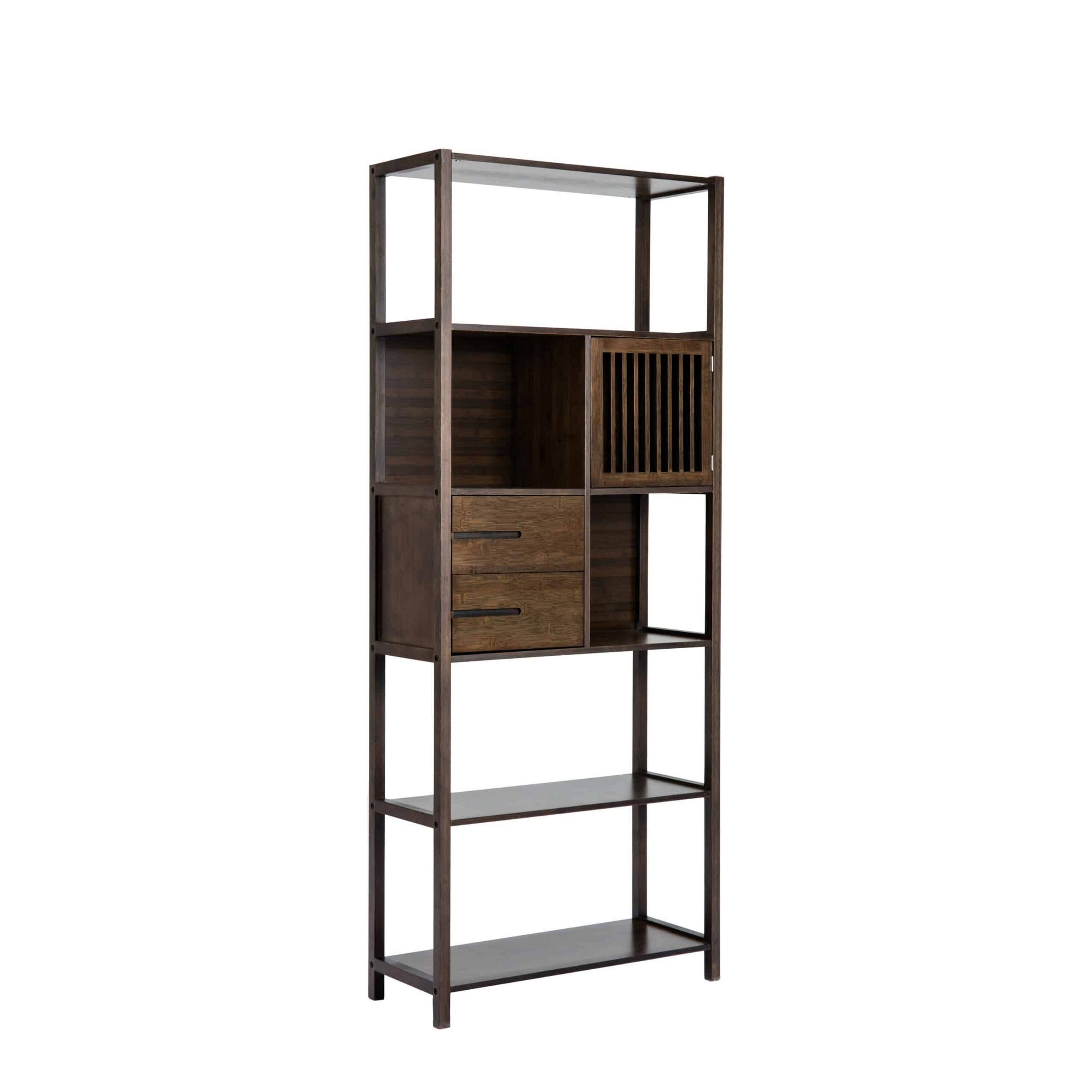 Benzara BM274297 Brown Wood 3 -Shelf Bookcase ( 28-Inches W x 68.25-Inches H x 11.5-Inches D ) Finished