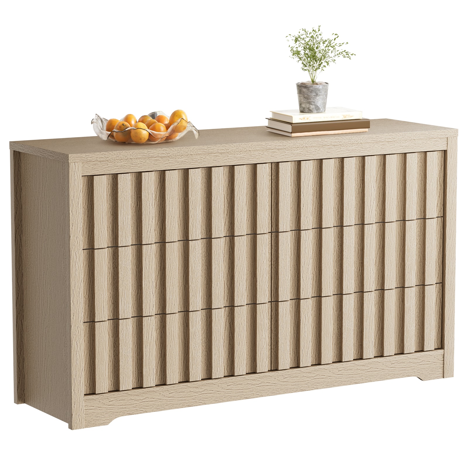 GarveeLife Modern Fluted Wooden Dresser with Deep Storage Drawers Handleless Design for Bedroom Living Room and Entryway Textured Drawer Fronts with Clean Lines for Stylish Home Organization and Room Upgrade