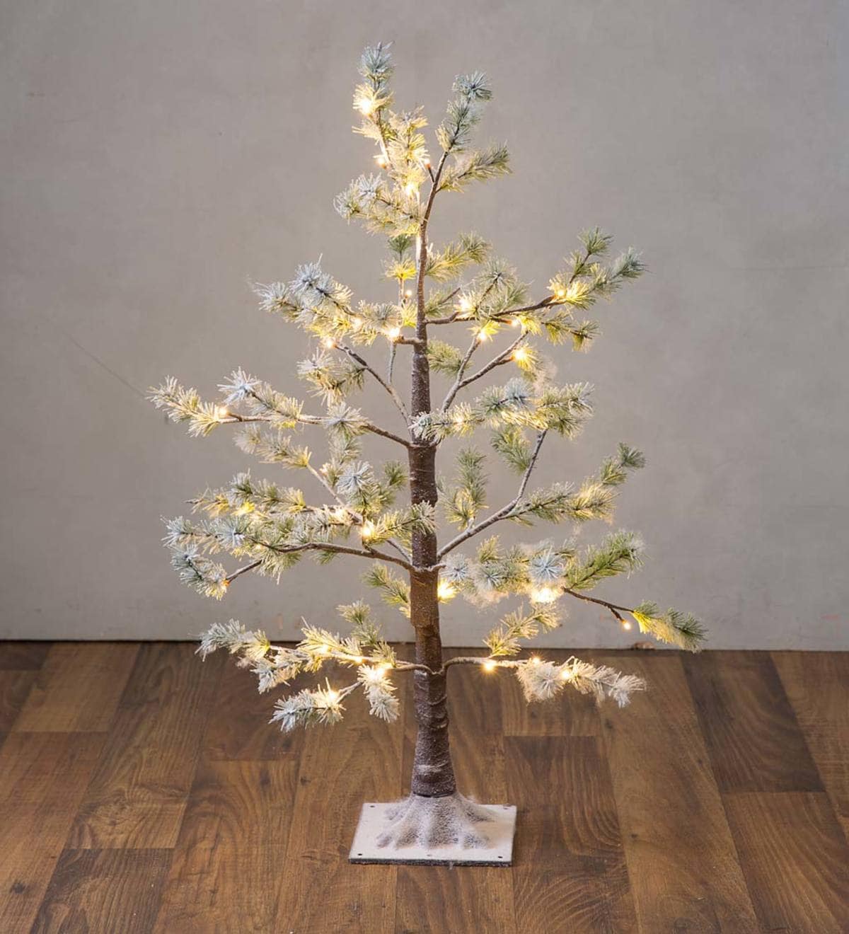 Mains Operated 2ft Christmas Glitter Xmas Twig Tree W 24 Warm White LED Lights 