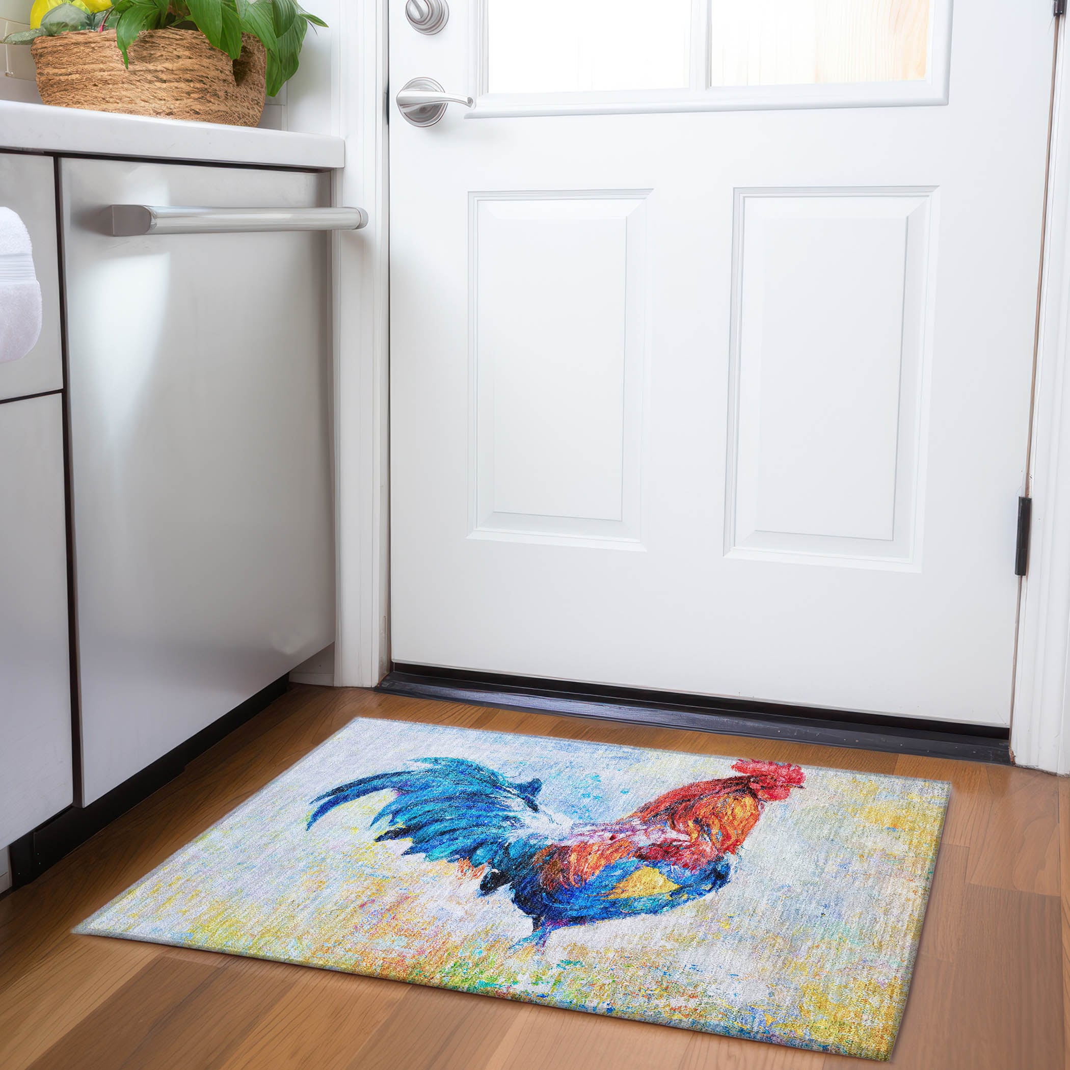 Addison Rugs AMF156BL20X30 Mayfield AMF156BL 2 x 3 (ft) Loomed Polyester Blue Rectangular Indoor Geometric Machine washable Area rug