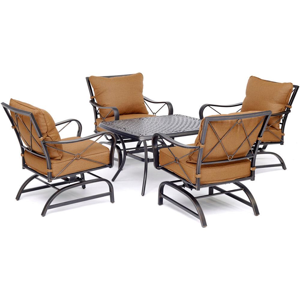 Hanover SUMMRNGHT5PCCT Summer Nights 5-Piece Patio Conversation Set with Orange Cushions