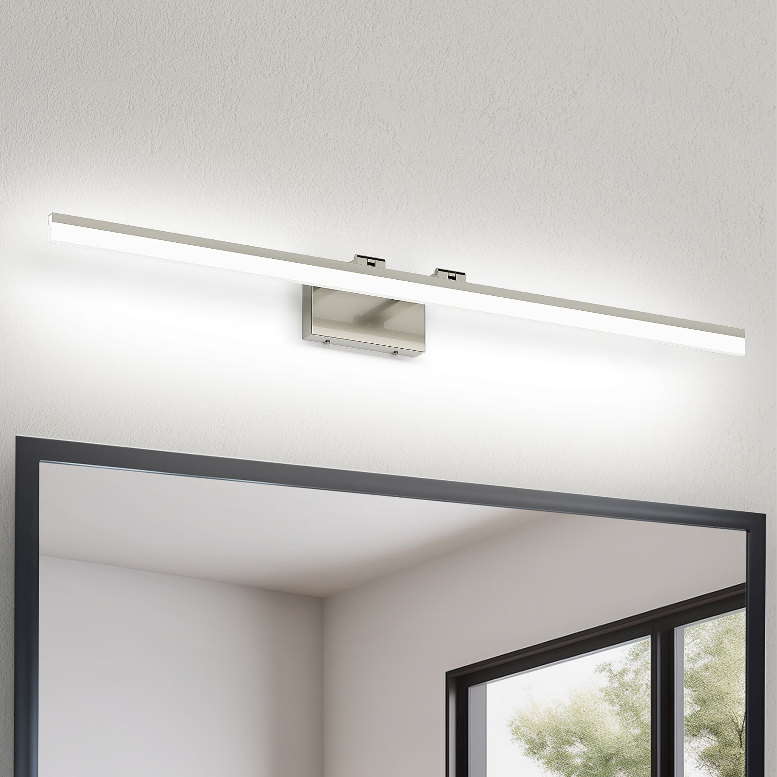 DAYAUM 47.24 in. Brushed Nickel Modern Bathroom Vanity Light with 5500K Daylight LED and Rotatable Connection