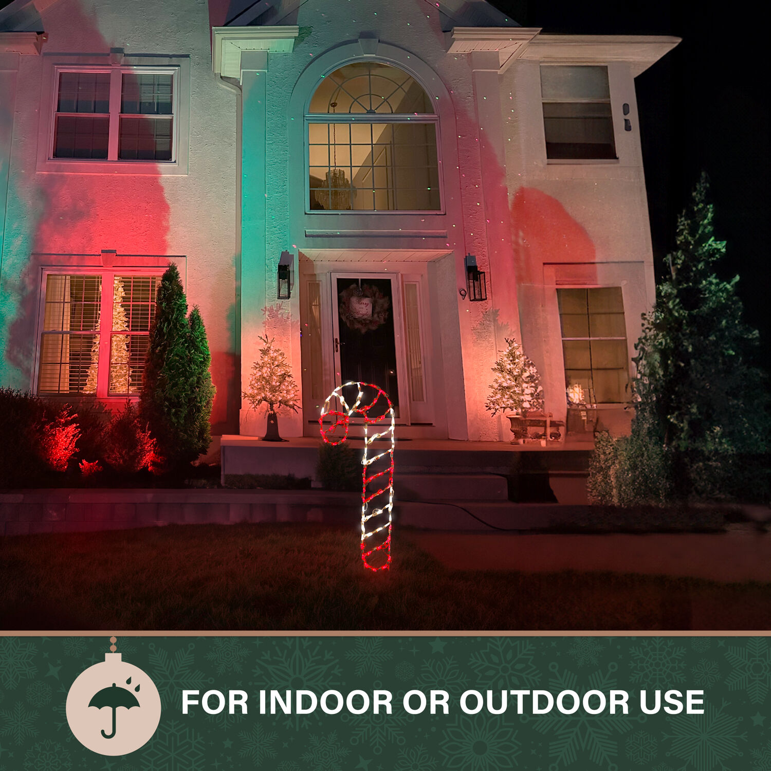 Giant Red and White LED Candy Cane Outdoor Light