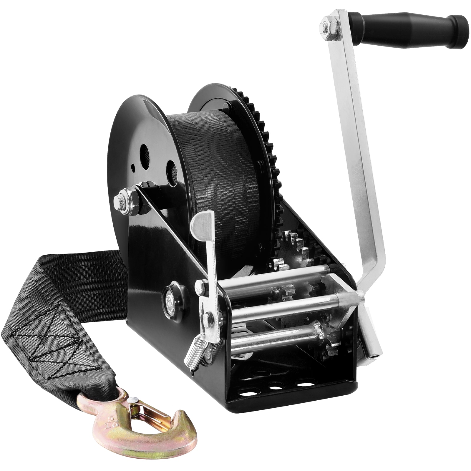 VEVOR Hand Winch 3500 lbs Pulling Capacity Boat Trailer Winch Heavy Duty Rope Crank with 33 ft Polyester Strap and Two-Way Ratchet Manual Operated Hand Crank Winch for Trailer Boat or ATV Towing #SCCYSDJP350004198V0