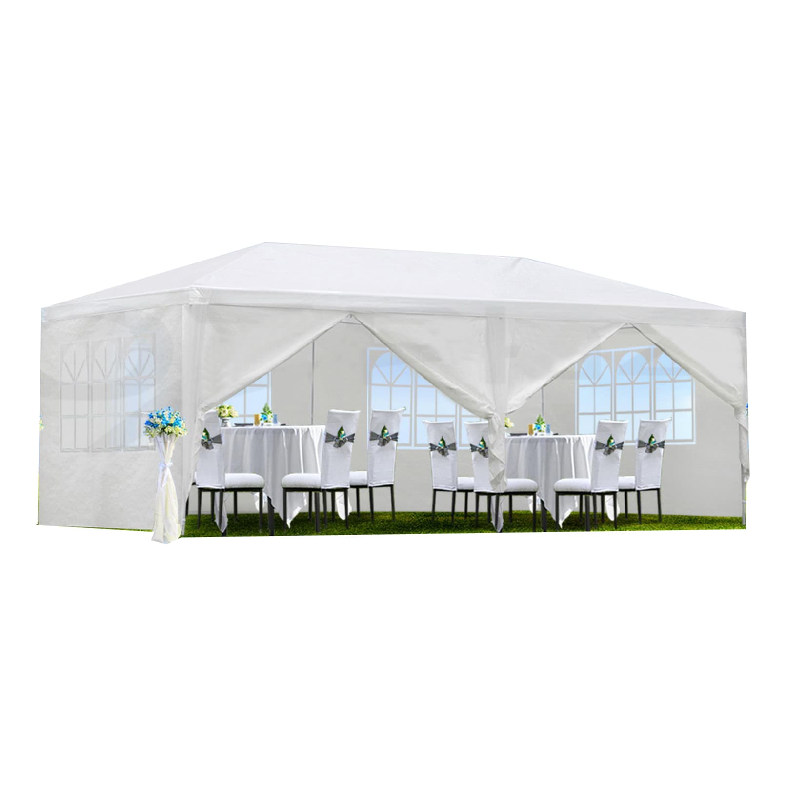Kahomvis WORC-QP109-097 20-Feet x 10-Feet Rectangle White Party canopy