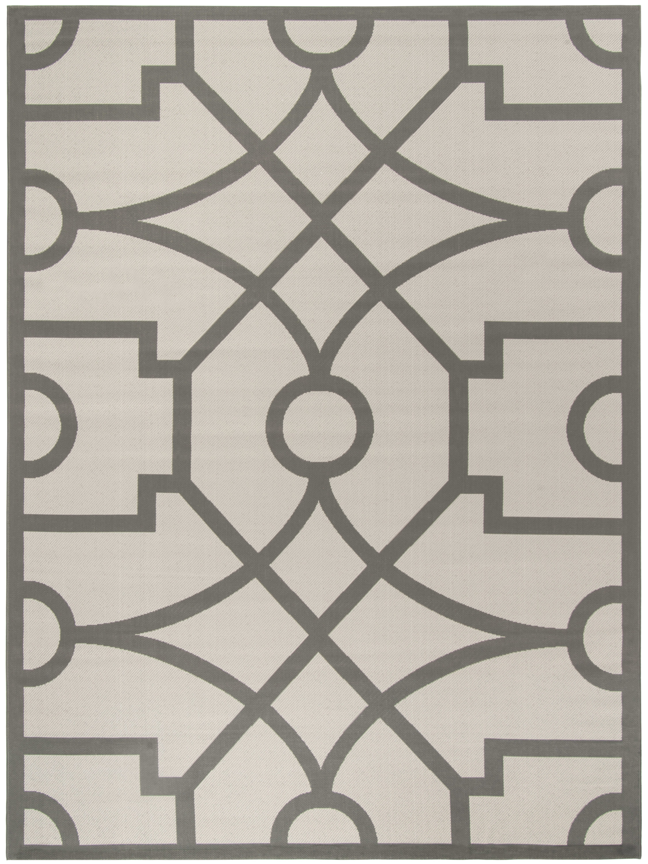Martha Stewart MSR4121L-6 Fretwork 7 x 10 (ft) Loomed Polypropylene Gray Rectangular Indoor Abstract Coastal Area rug