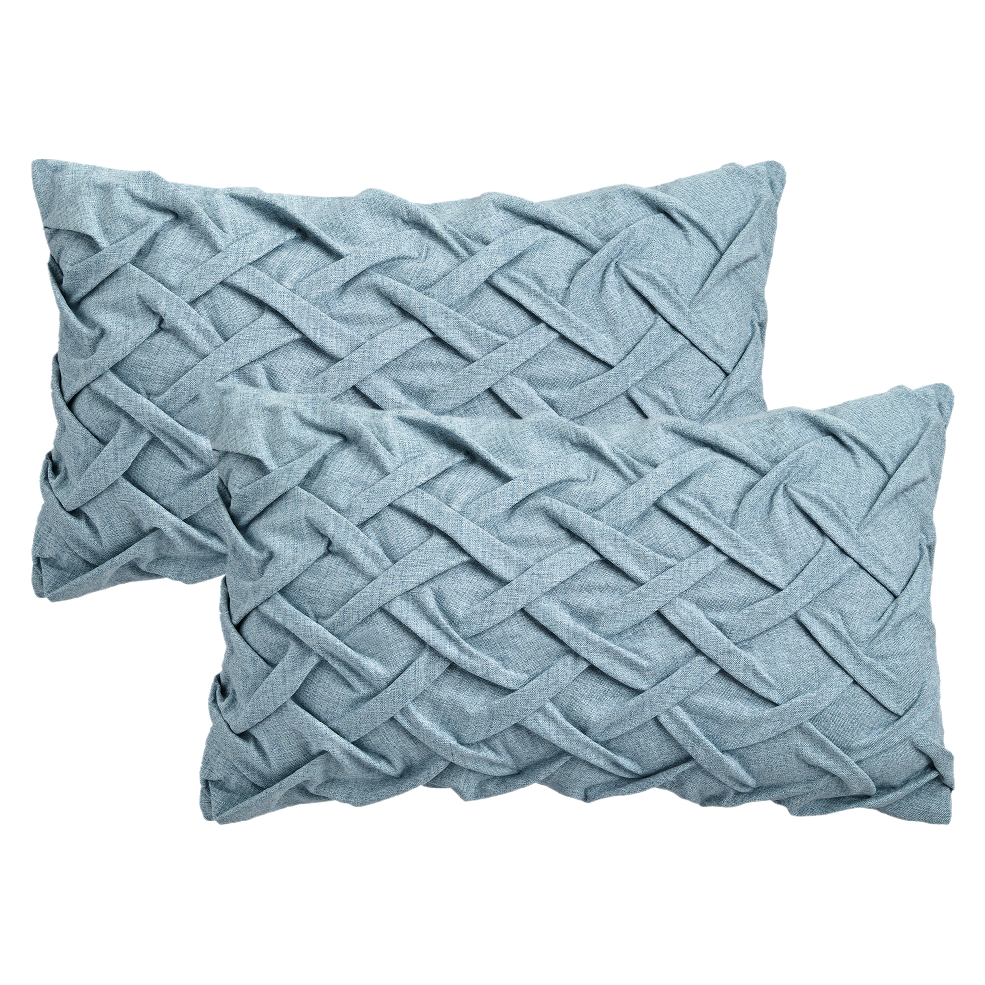 Unique Bargains 2pcs Soft Decorative Throw Pillow Covers Solid 3D Weaving Pillowcases for Sofa Bedroom Couch Car 20 x 12 Inch Blue