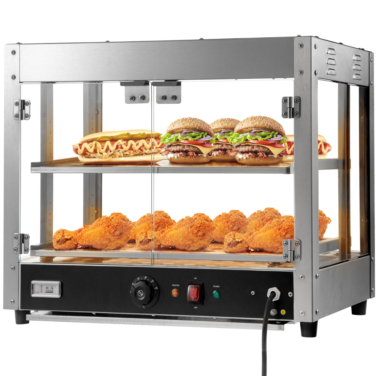 VEVOR 800W 2 Tier Food Warmer Hot Dog Toaster with Bun Warmer SPBWJCYBXGGHBTNRNV1 Sansujyuku sansujyuku.com