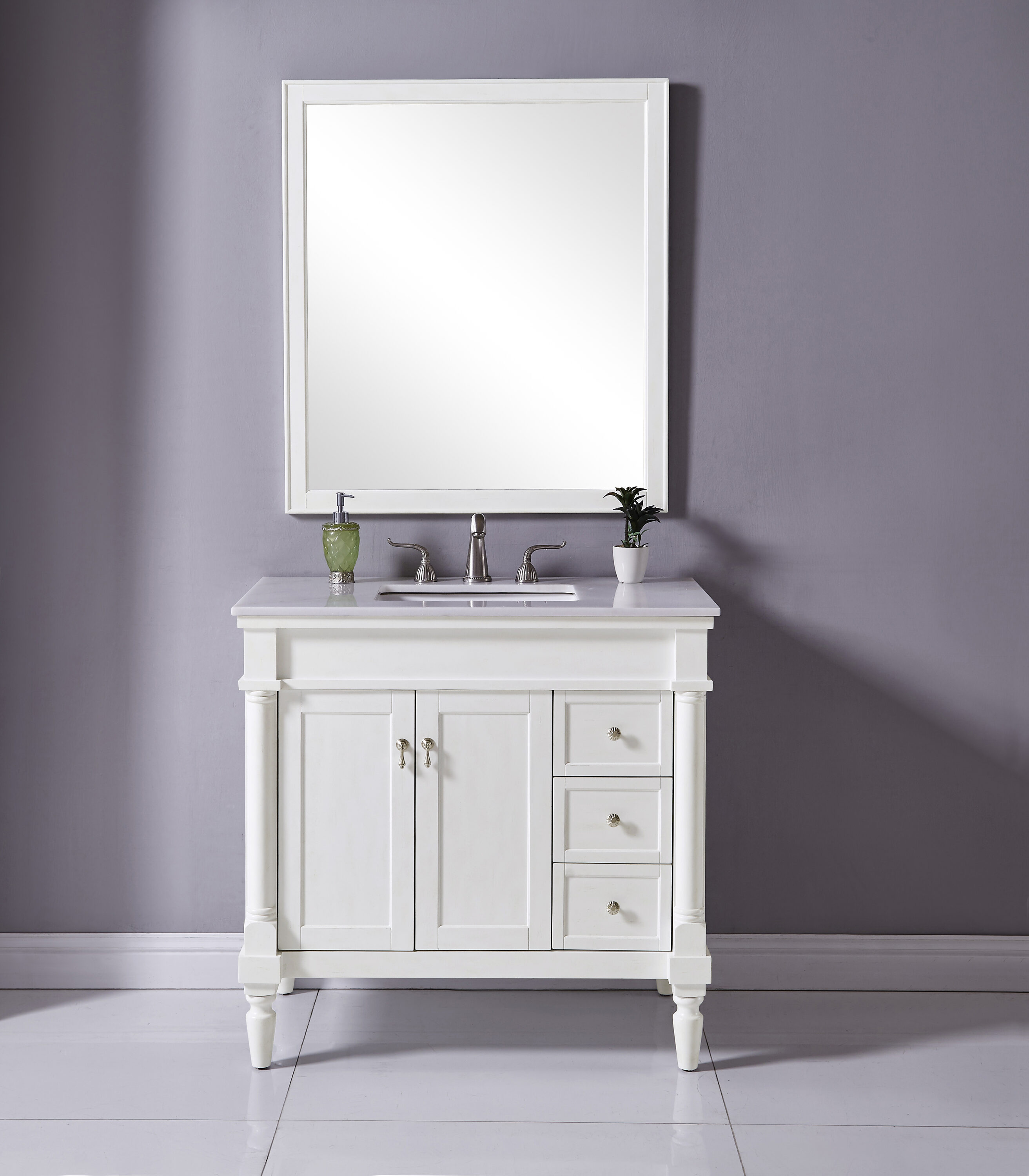 Elegant Decor First Impressions 36-in White Undermount Single Sink 