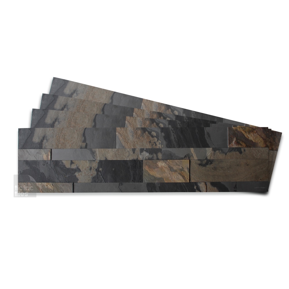 Tic Tac Tiles ST09-4 Stone tiles Rustic Gray 6-in x 24-in Natural Stone Marble/Limestone Linear Stone Look Peel and Stick Tile (3.87-sq. ft/ Carton)