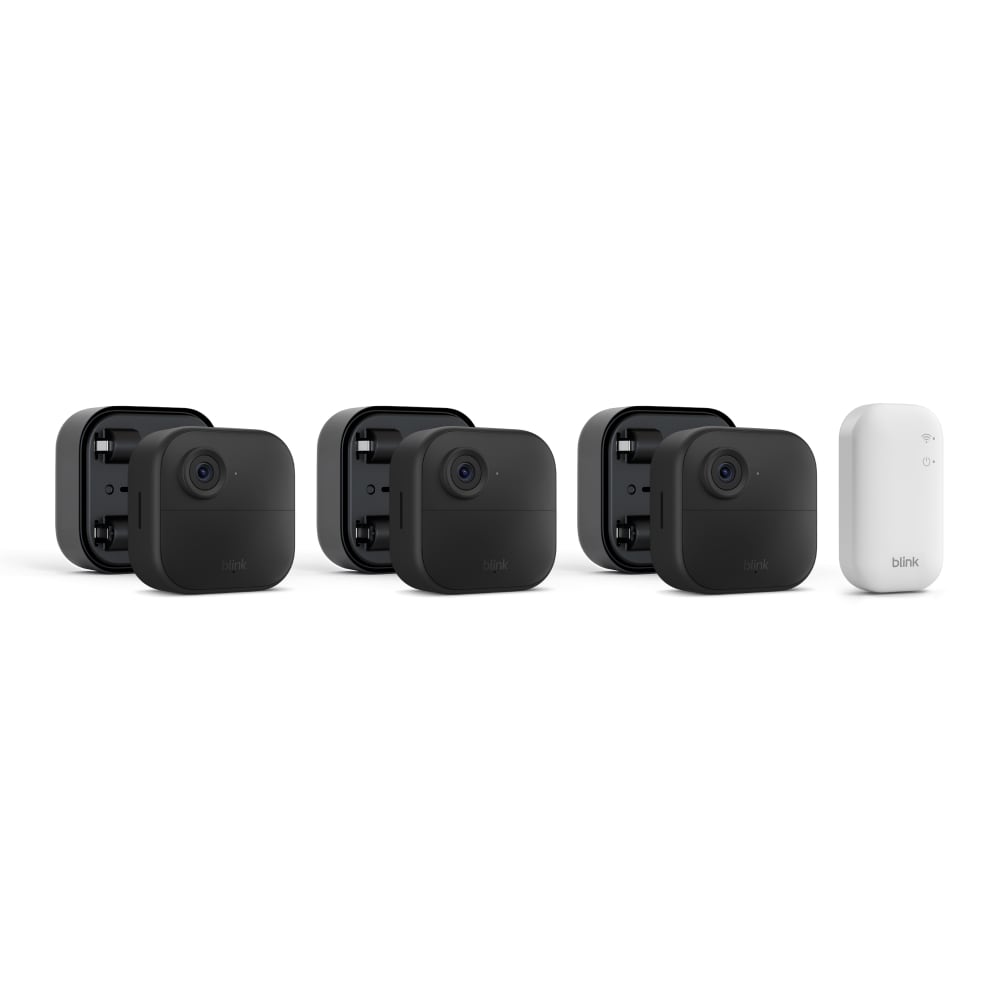Blink Outdoor 4 - Wireless Smart Security Camera + Battery Extension Pack 3-Pack Bundle (Sync Module Core Included)