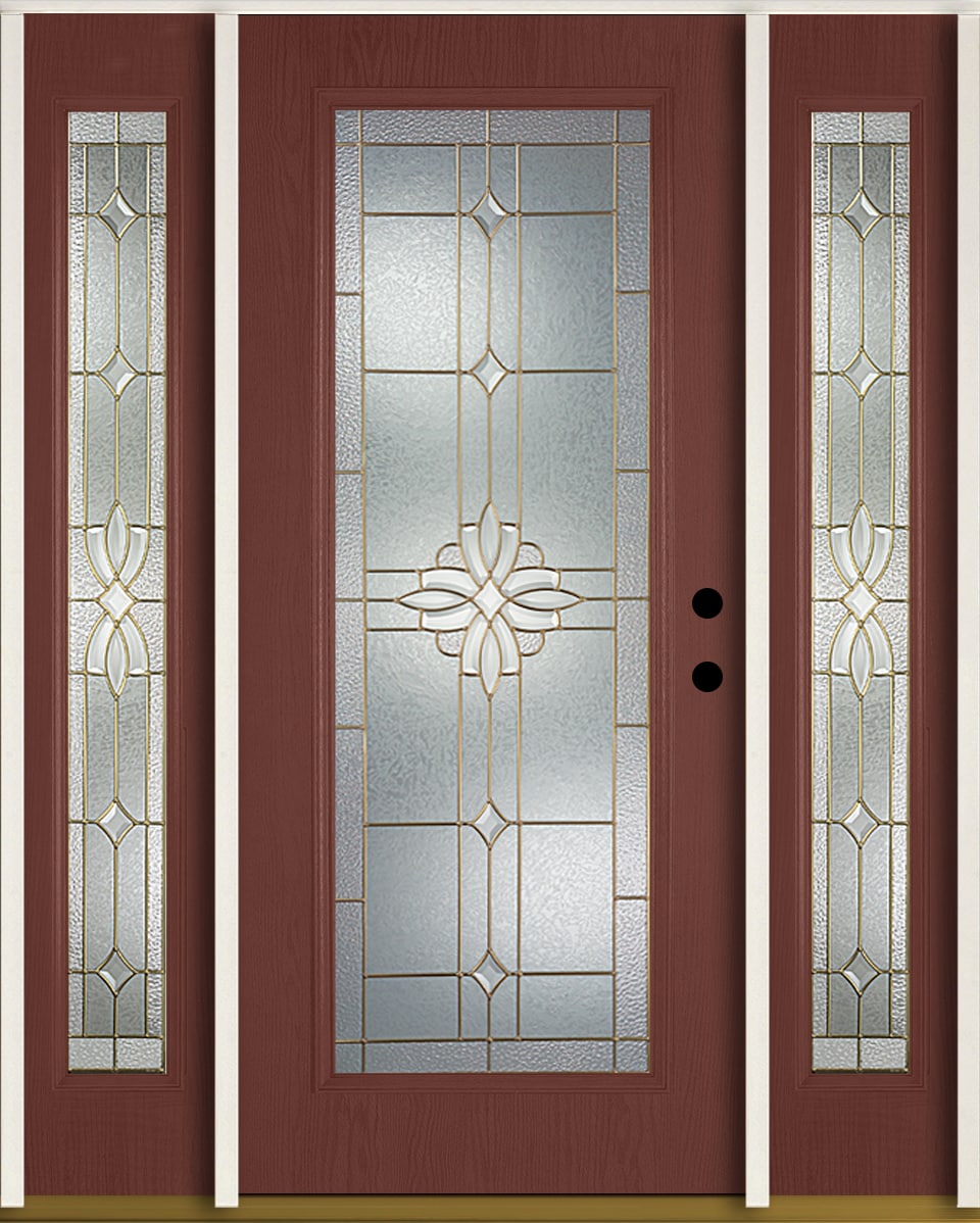 RELIABILT LO841816 Laurel 60-in x 80-in x 4-9/16-in Fiberglass Full lite Left-hand inswing Wineberry Stained Prehung Front Door with Sidelights Insulating core