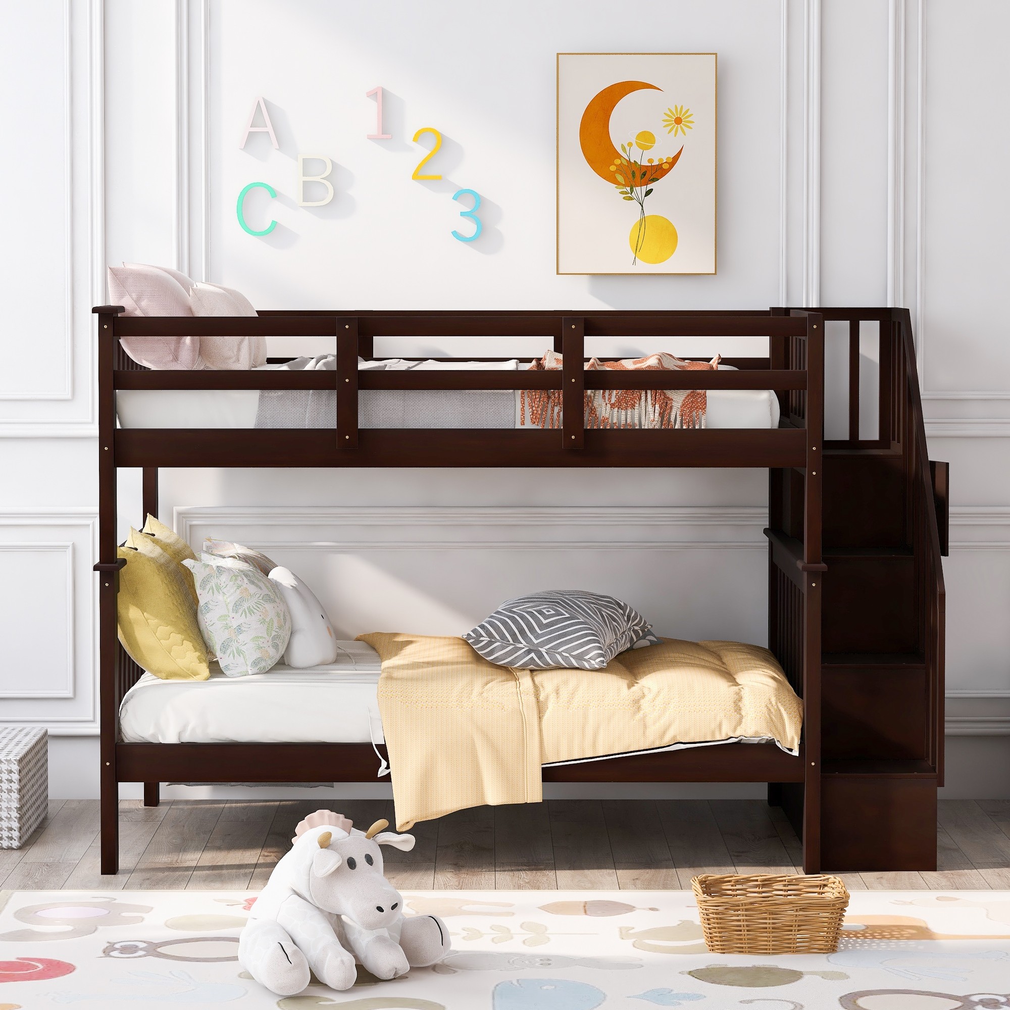 Yiekholo Espresso Twin Over Twin Bunk Bed in the Bunk Beds department ...