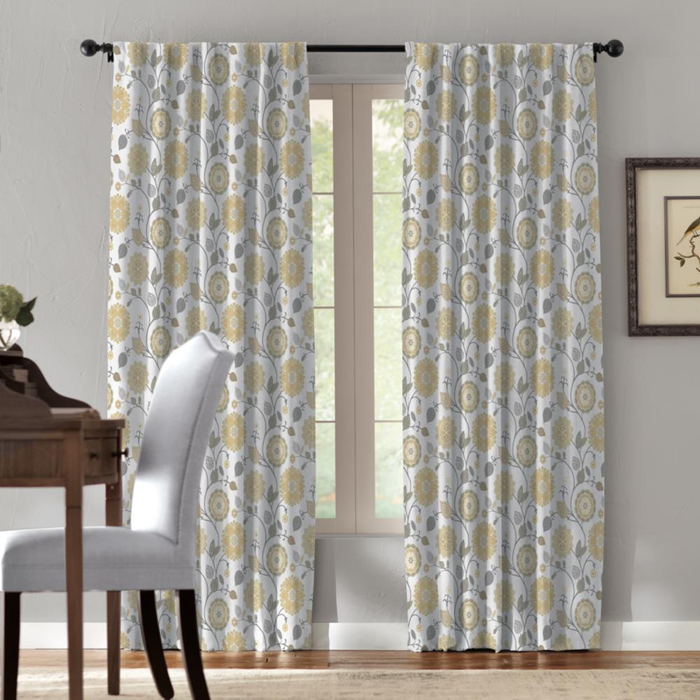 Springmaid 1638112 84-in Sunset Yellow Light Filtering Back Tab Single Curtain Panel