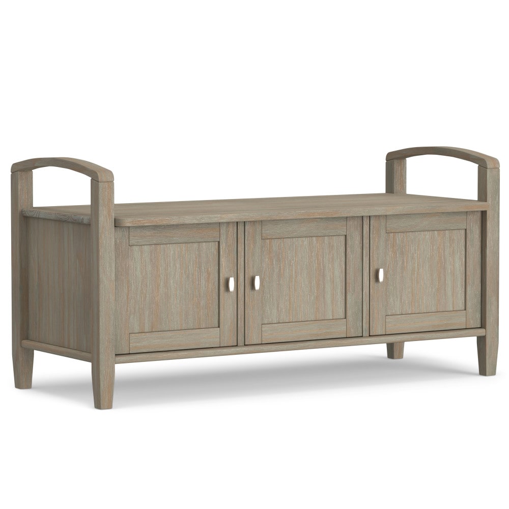 Simpli Home AXWSH006-GR Warm Shaker Modern Distressed Grey Storage Bench with Storage 44-in x 18.1-in x 8.07-in
