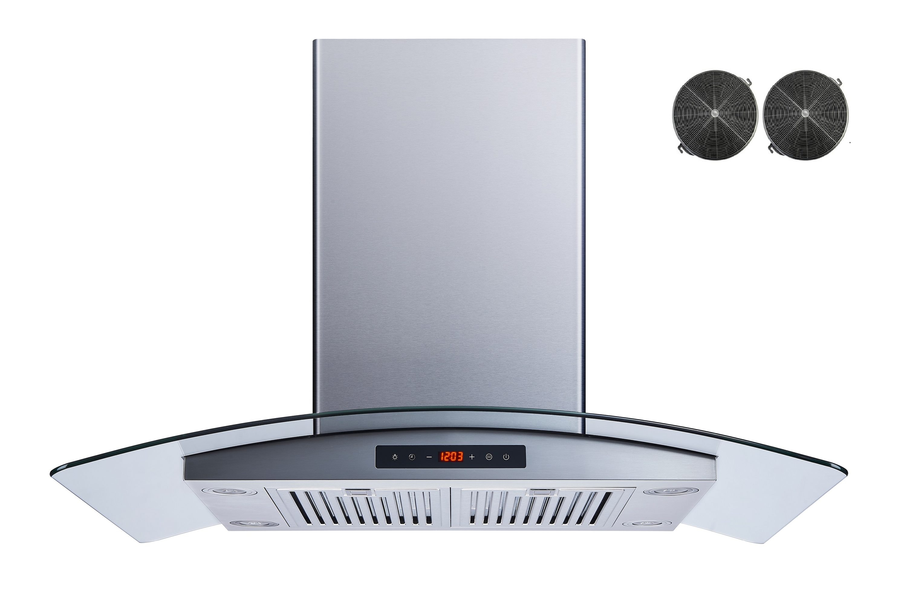 36-in 475-CFM Convertible Stainless Steel Island Range Hood with Charcoal Filter | - Winflo LRI01B36DC