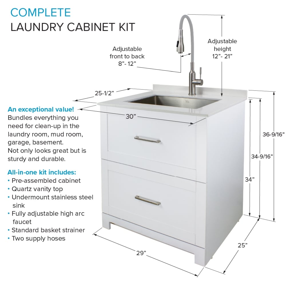 Transolid 29-in x 25.5-in 1-Basin White Freestanding Laundry Sink