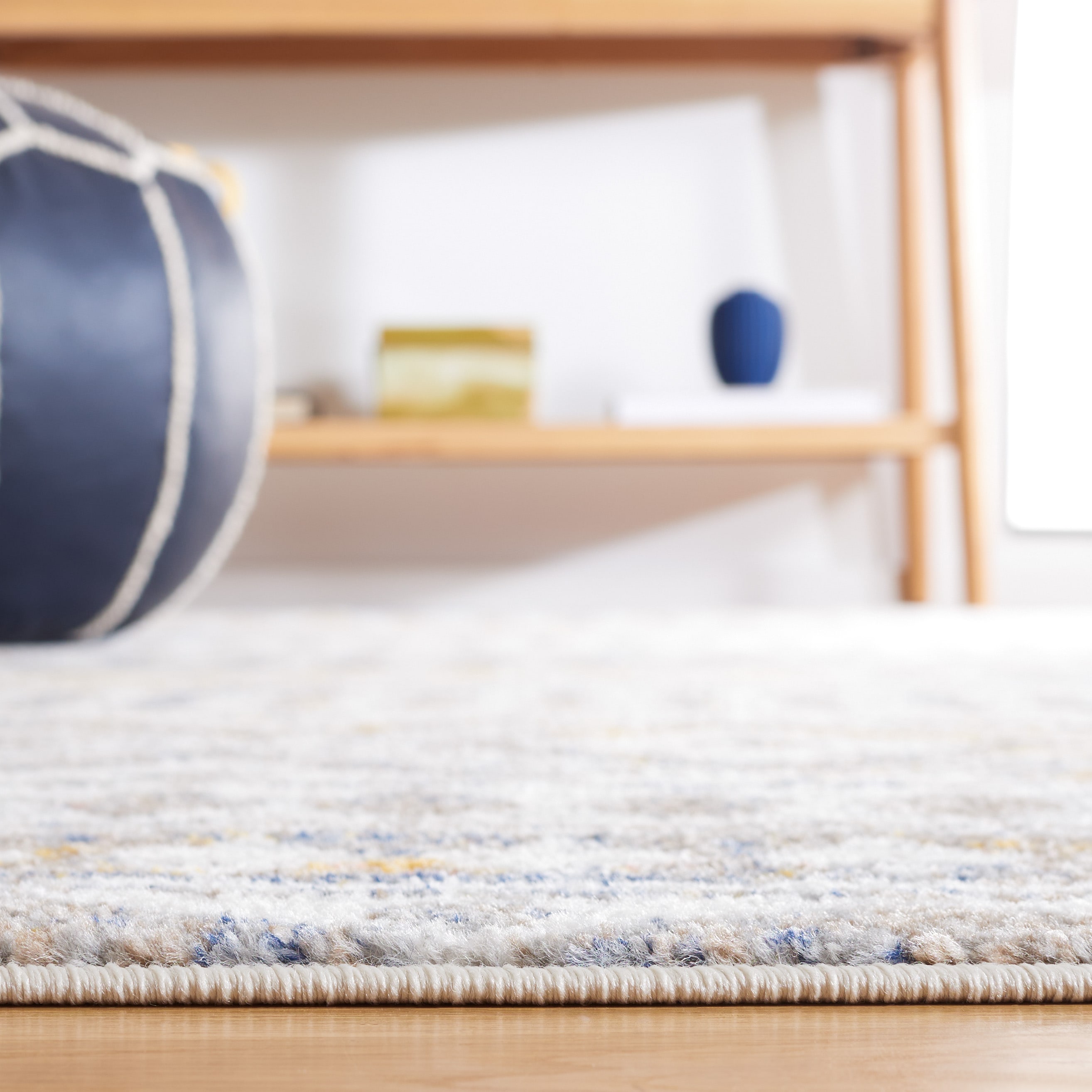 Gray and Ivory Southwestern Synthetic Runner Rug
