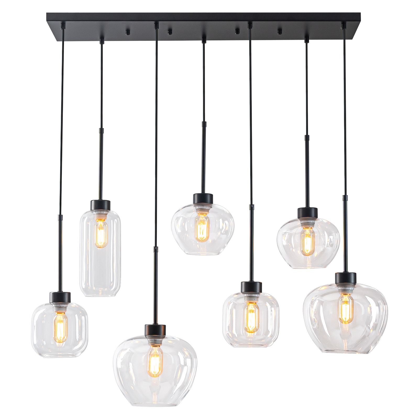 EDISLIVE Y81010000068718 7 -Light Black Modern/contemporary Clear glass Linear Large Hanging Kitchen island light
