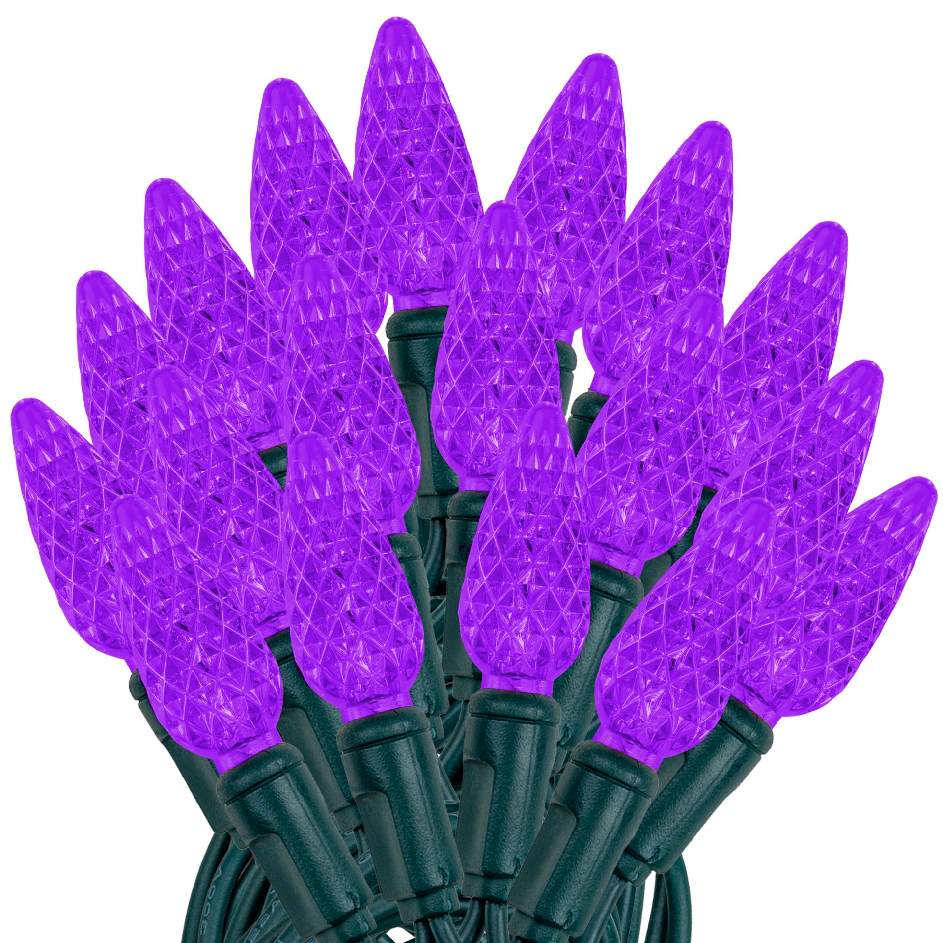 Novelty Lights ‎‎‎ 24FT 70 LED C6 LED Christmas String Lights Outdoor Christmas Tree Commercial Grade LED String Lights Permanent Christmas Lights Outdoor Tree Decorations Outdoor (Purple)
