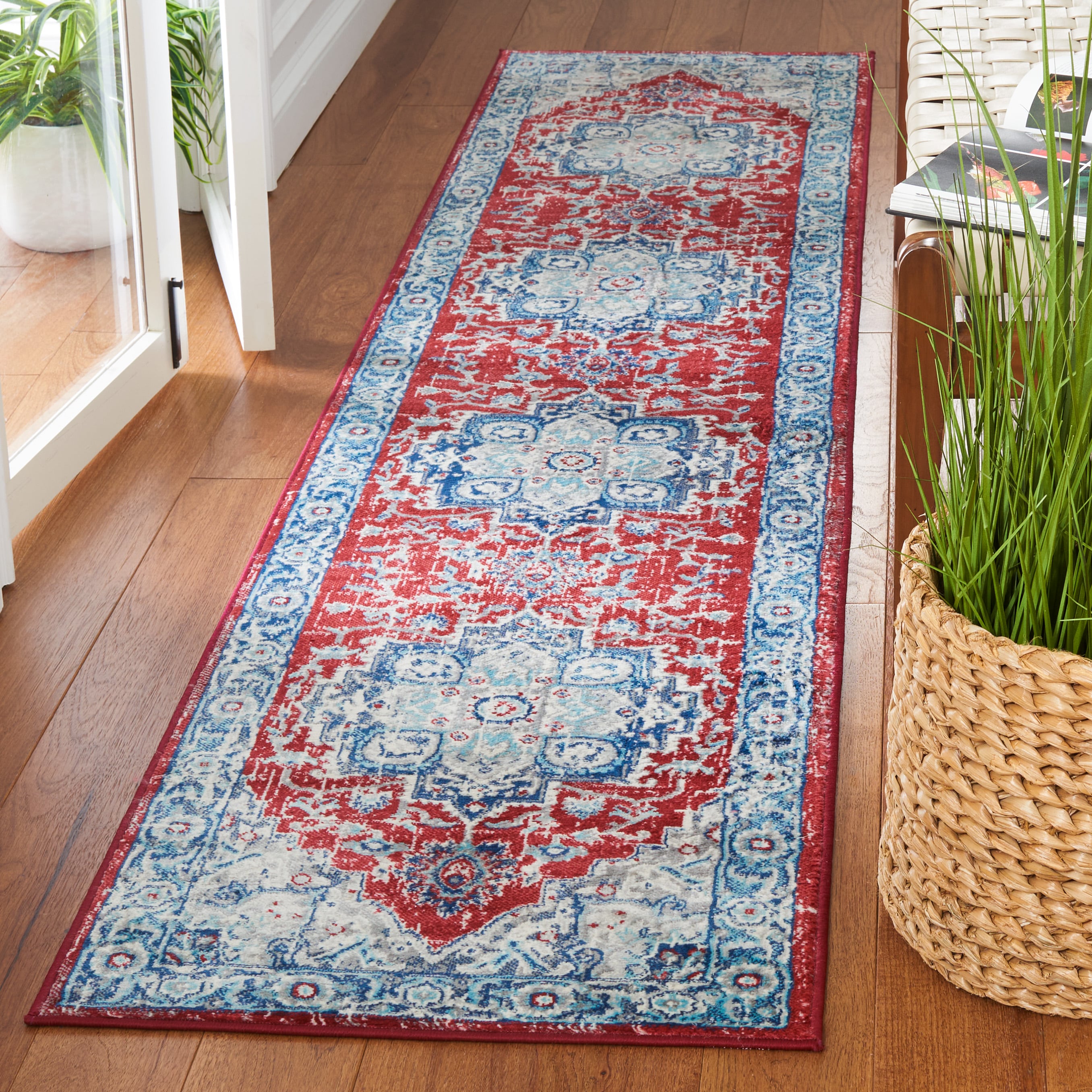 Brentwood 837N Blue Red 2ft x 9ft Runner Rug
