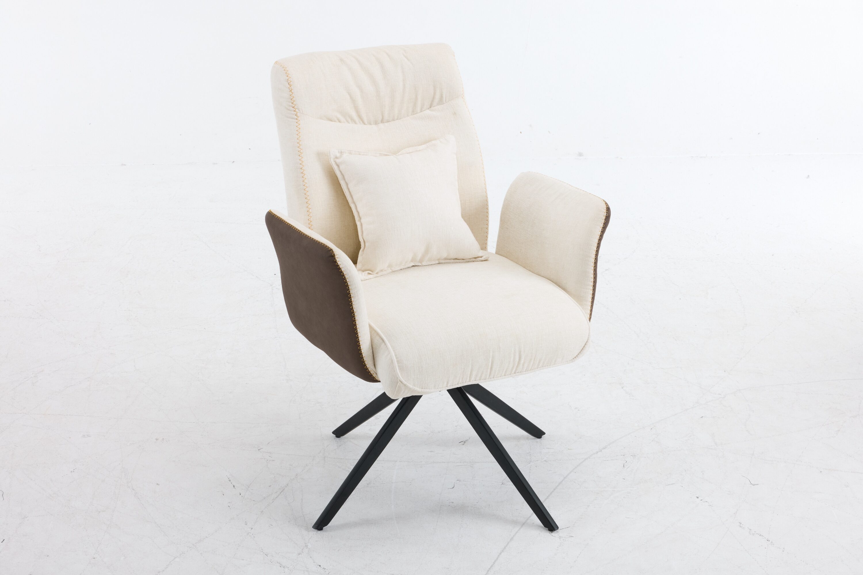 Outopee LO1G98000523 Beige Contemporary Ergonomic Adjustable Height Swivel Foam Desk Chair