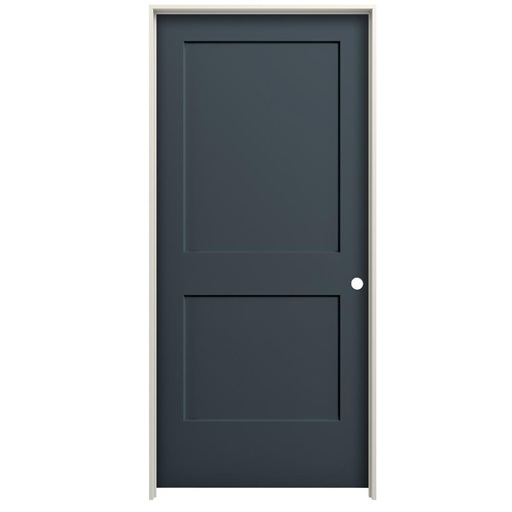 RELIABILT LO1004069 28-in x 80-in Slate Hollow core 2-panel square Left hand Smooth Prefinished Molded composite Flat Jamb Single Prehung Interior Door