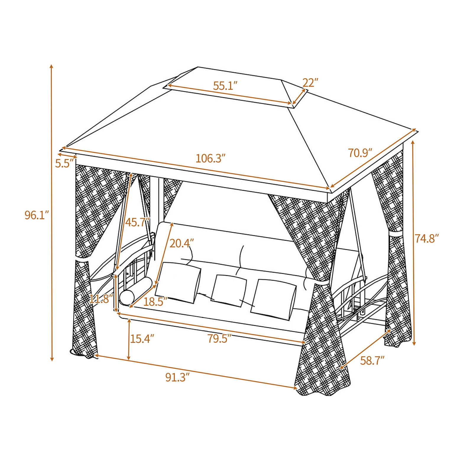 WELLFOR TRX-263AC Wood-Resin-Gazebos - View #11