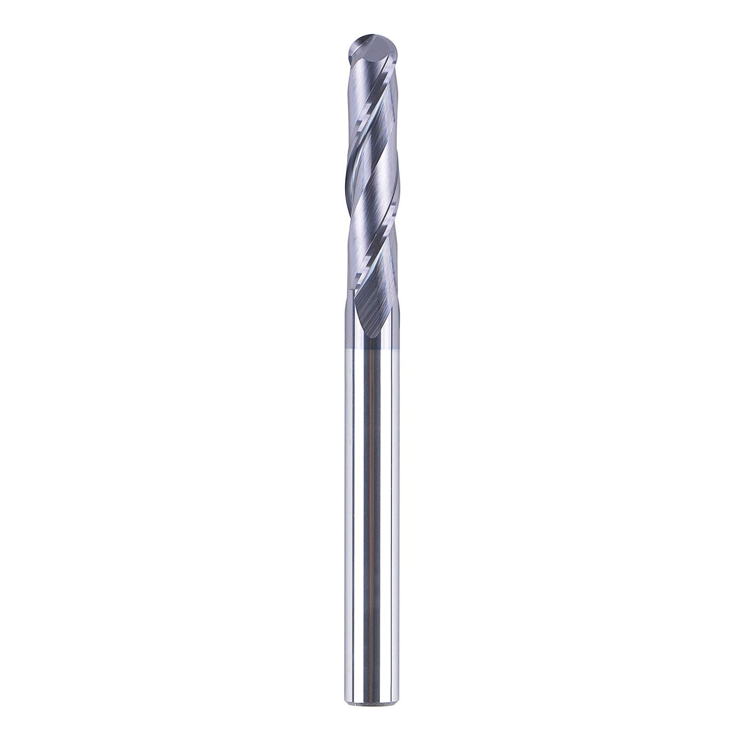 SenQWFa  Solid Carbide Ball Nose End Mill CNC Router Bit with 1 quarter inch Shank and 1 quarter inch Cutting Diameter 3 inch Total Length Double