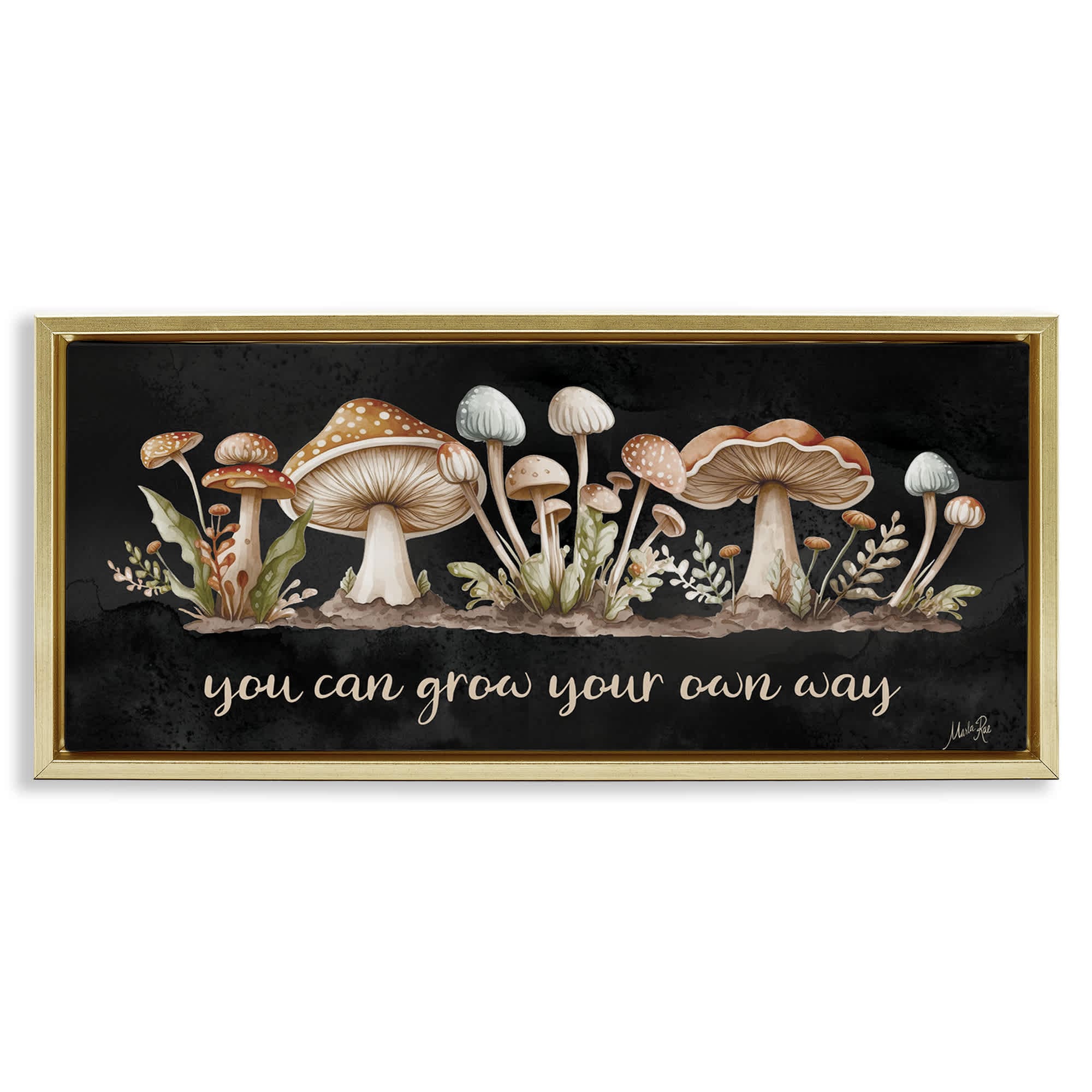 Stupell Industries BT-604-FFG-13X30 Grow Your Own Way Gold Framed Floater Canvas Wall Art By Marla Rae 31 x 14