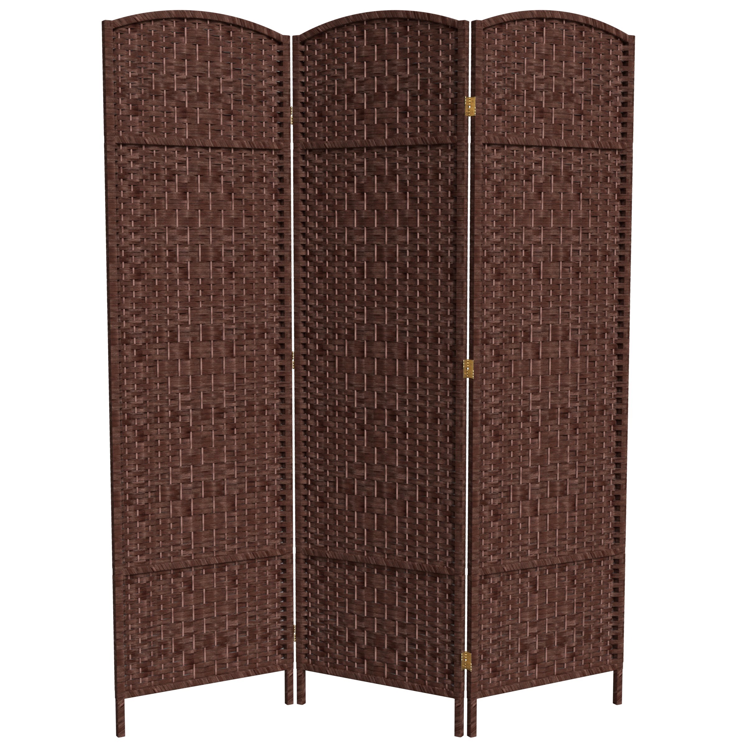 Oriental Furniture FB-OPDMND-3P-DRD Diamond Weave 3 -Panel Dark red Wood Folding Transitional Style Room Divider