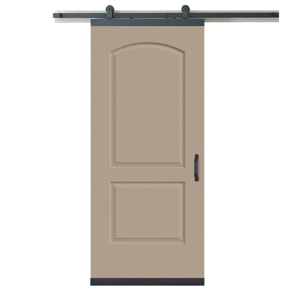 RELIABILT LO1344990 36-in x 80-in Sand Piper Round top Molded composite Hollow core Single Barn Door (Hardware Included)