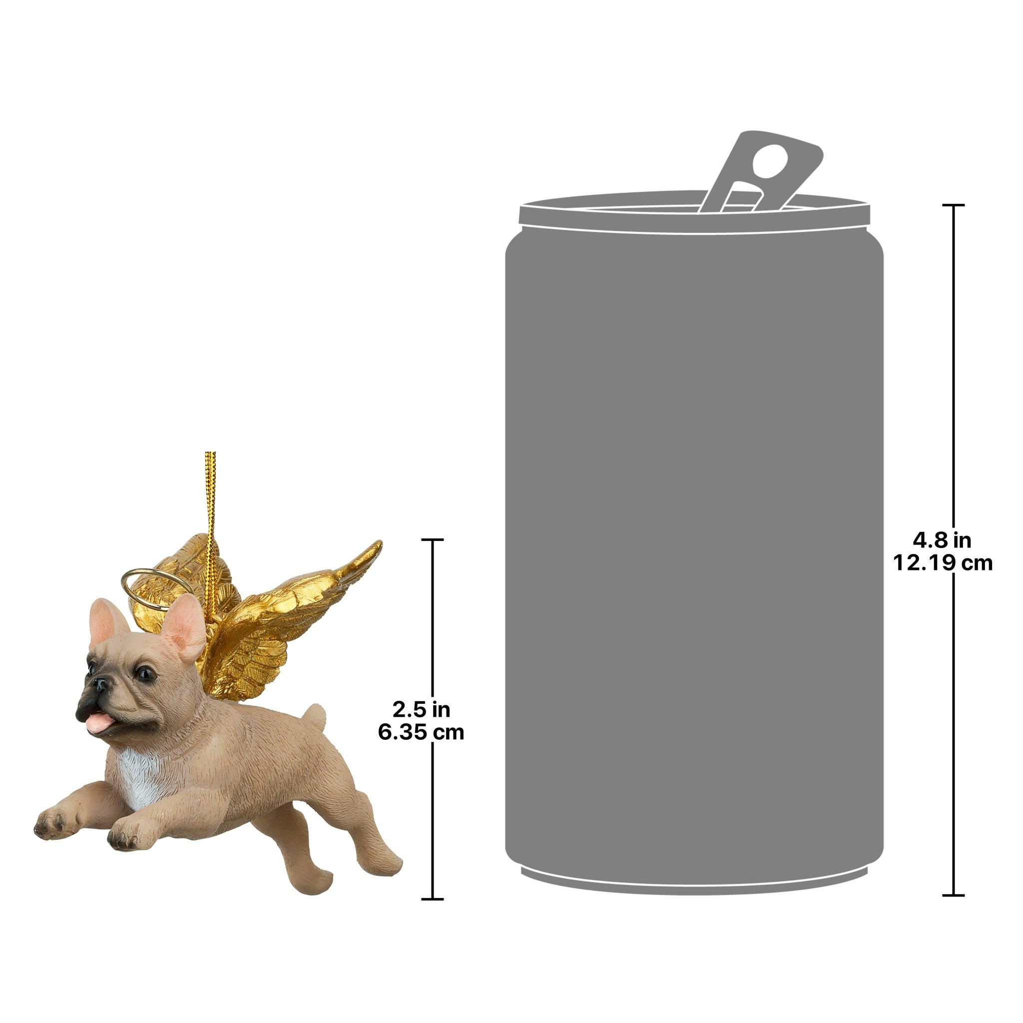 French Bulldog Angel Ornament with Golden Wings