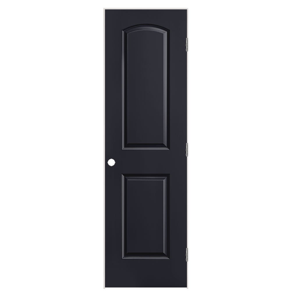 Masonite 1317856 24-in x 80-in Midnight Solid core 2-panel round top Left hand Smooth Prefinished Molded composite Flat Jamb Single Prehung Interior Door