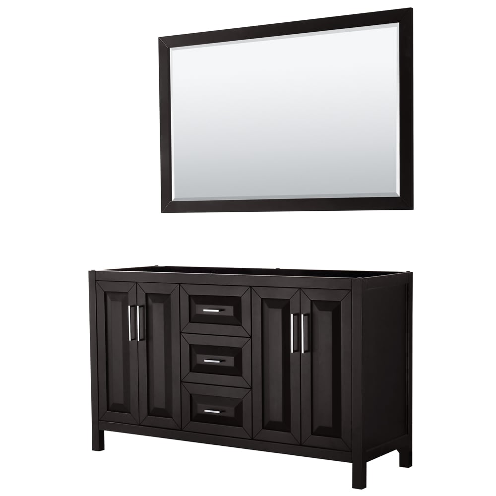 Wyndham Collection WCV252560DDECXSXXM58 Daria 60-in Dark Espresso with Polished Chrome Trim Bathroom Vanity Base Cabinet without Top (Mirror Included)