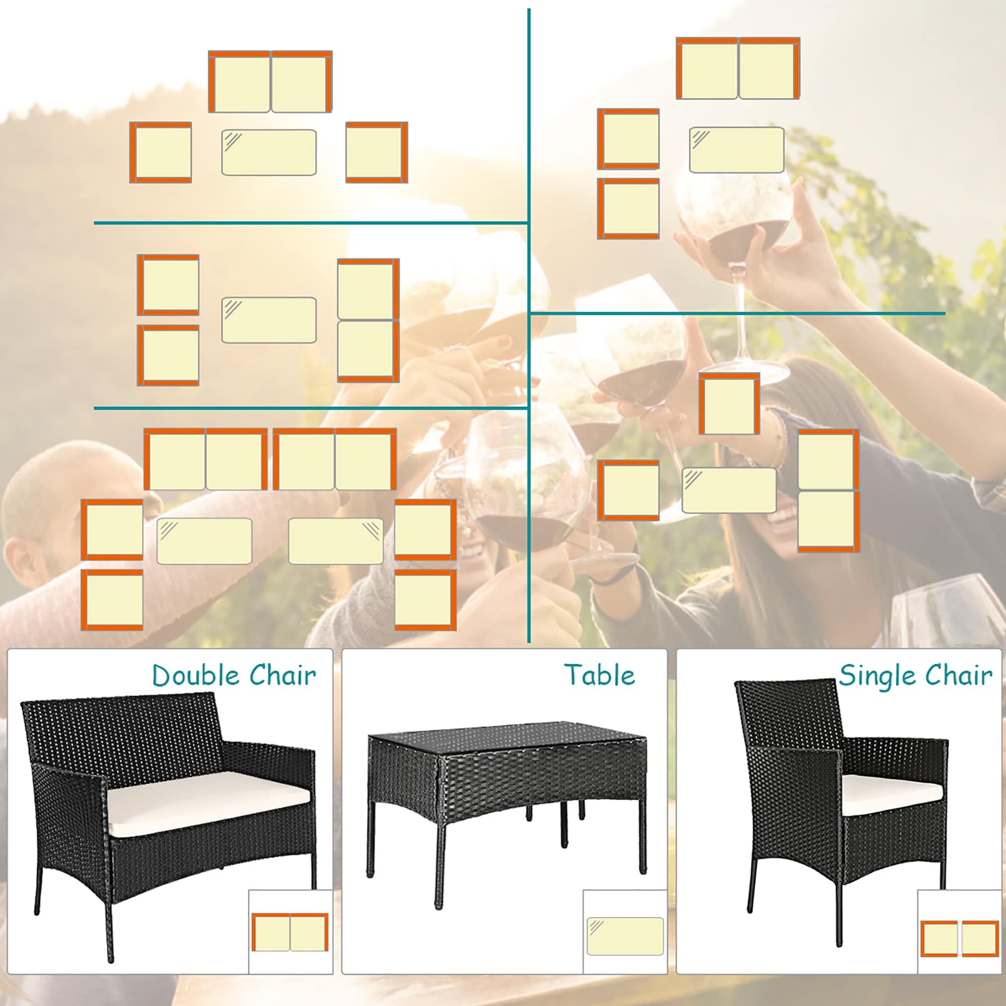 Costway HW53485 Patio-Sofas-Daybeds - View #3
