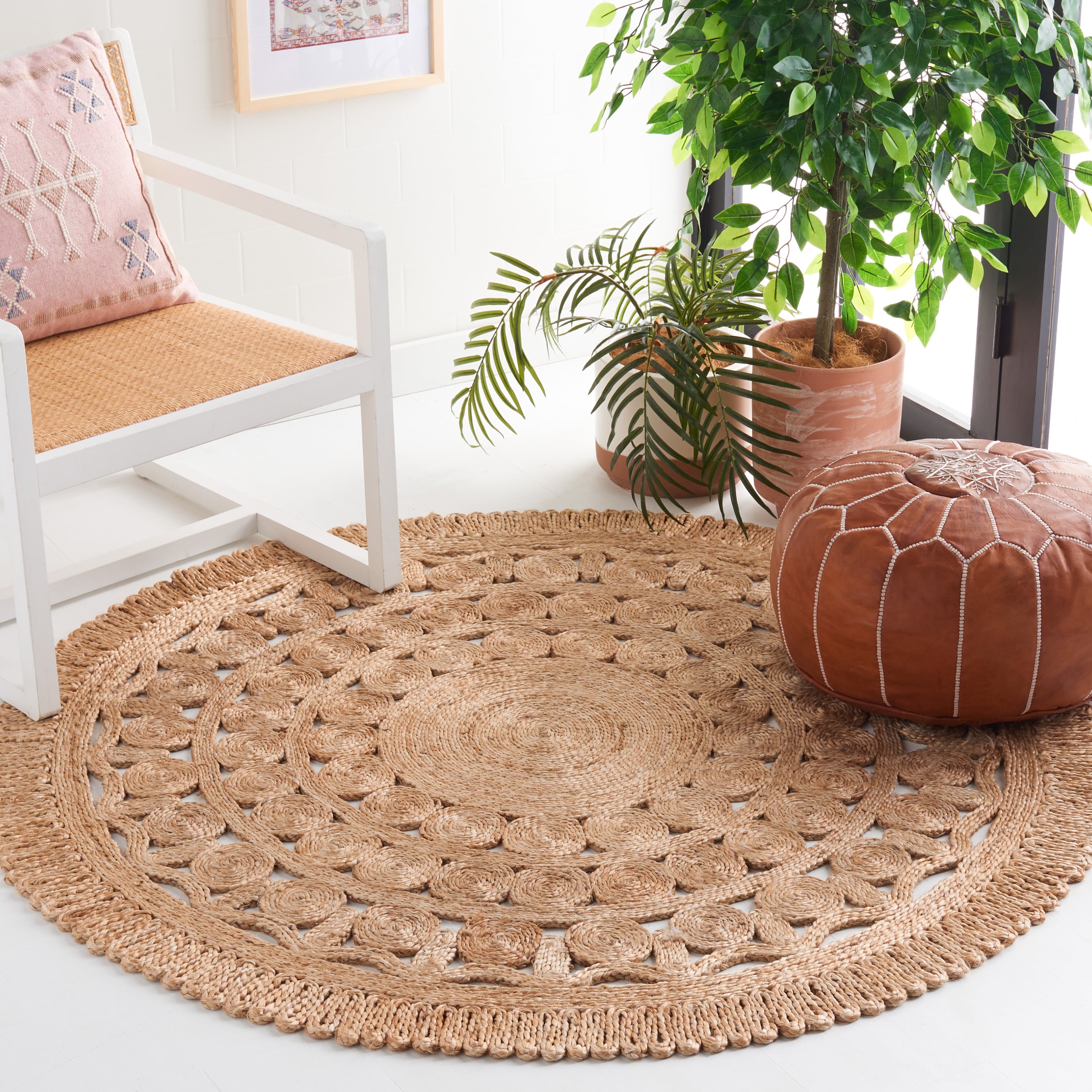  Natural Fiber 174 Natural Bohemian 5ft x 5ft Round Rug