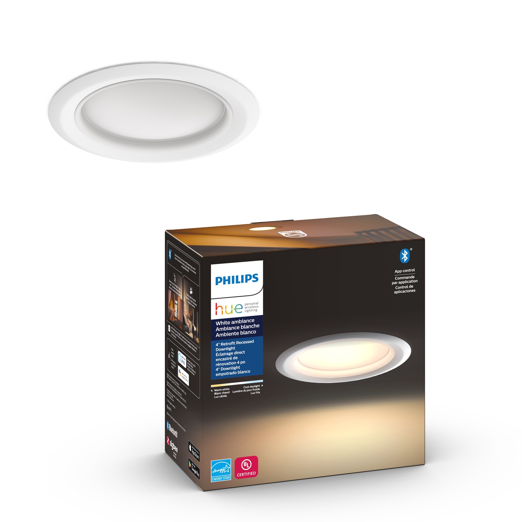 restjes Meditatief Visser Philips Hue Smart White 4-in 650-Lumen Switchable White Round Dimmable LED  Recessed Downlight in the Recessed Downlights department at Lowes.com