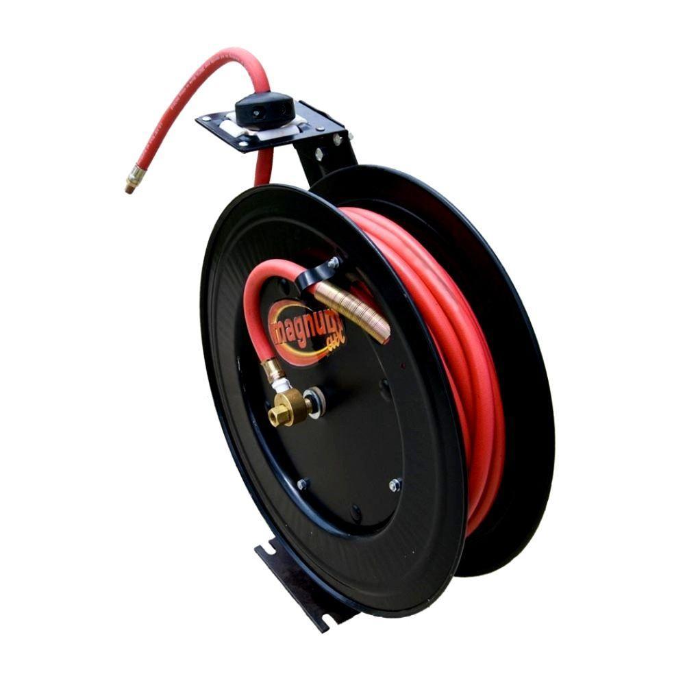 50 ft Air-Hose 250 PSI Steel Axle Mount Retractable Air Hose Reel with 3/8 in 