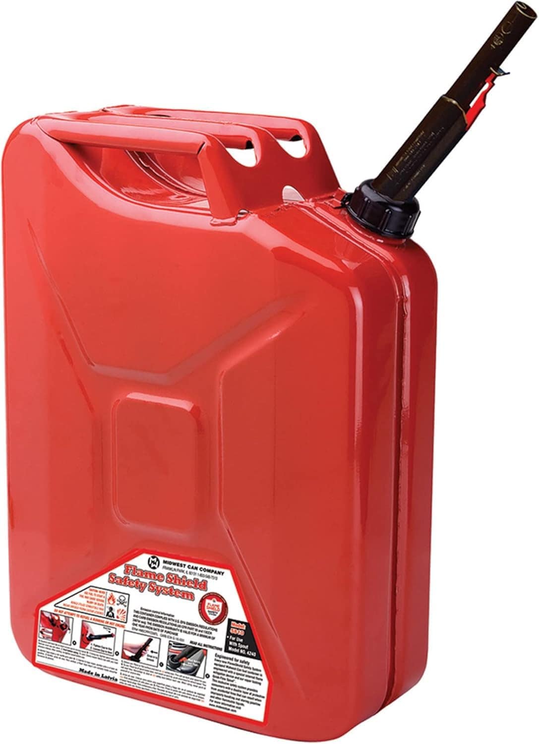 Midwest Can DIB-BD-595936QTY-1 Midwest 5 Gallon Red Metal Jerry Gas Can with Spill-Proof Spout