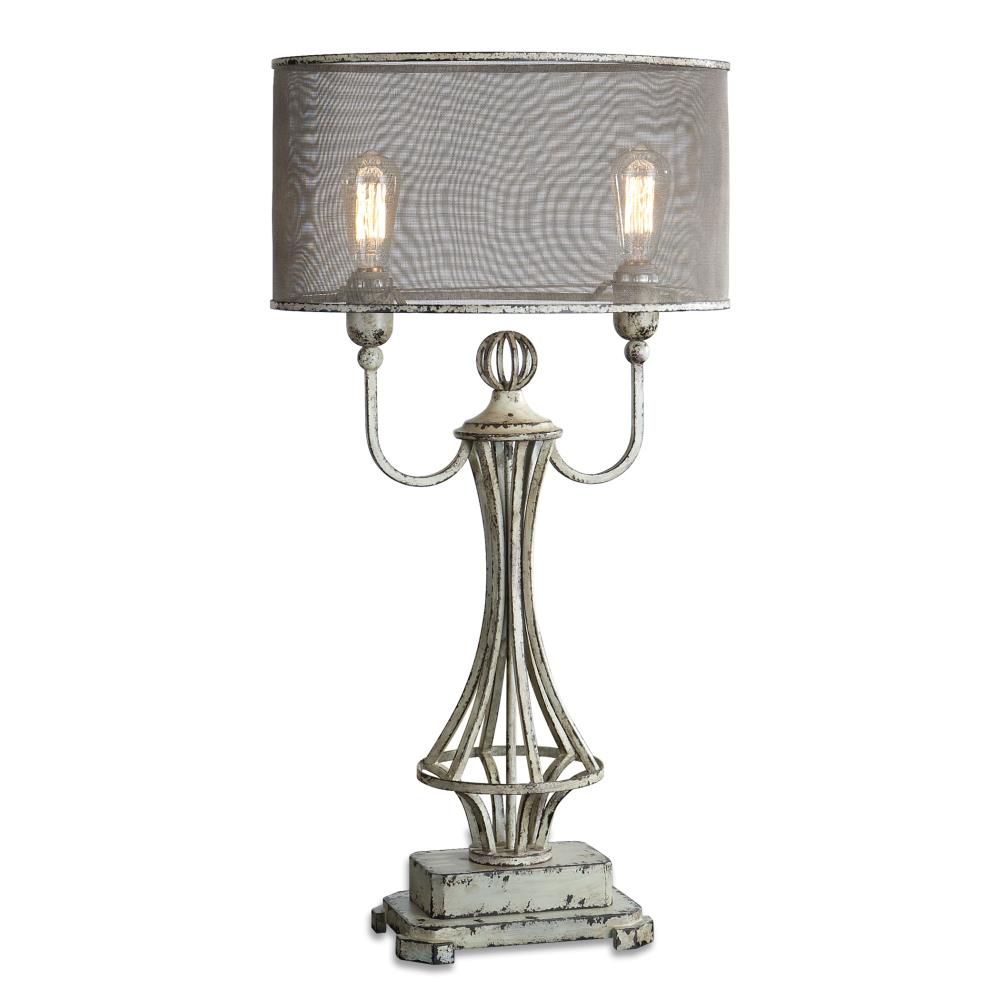 Verlichten Astrolabium Toeval Global Direct 32.25-in Distressed Aged Ivory with Rust Bronze Undertones  Table Lamp with Metal Shade at Lowes.com