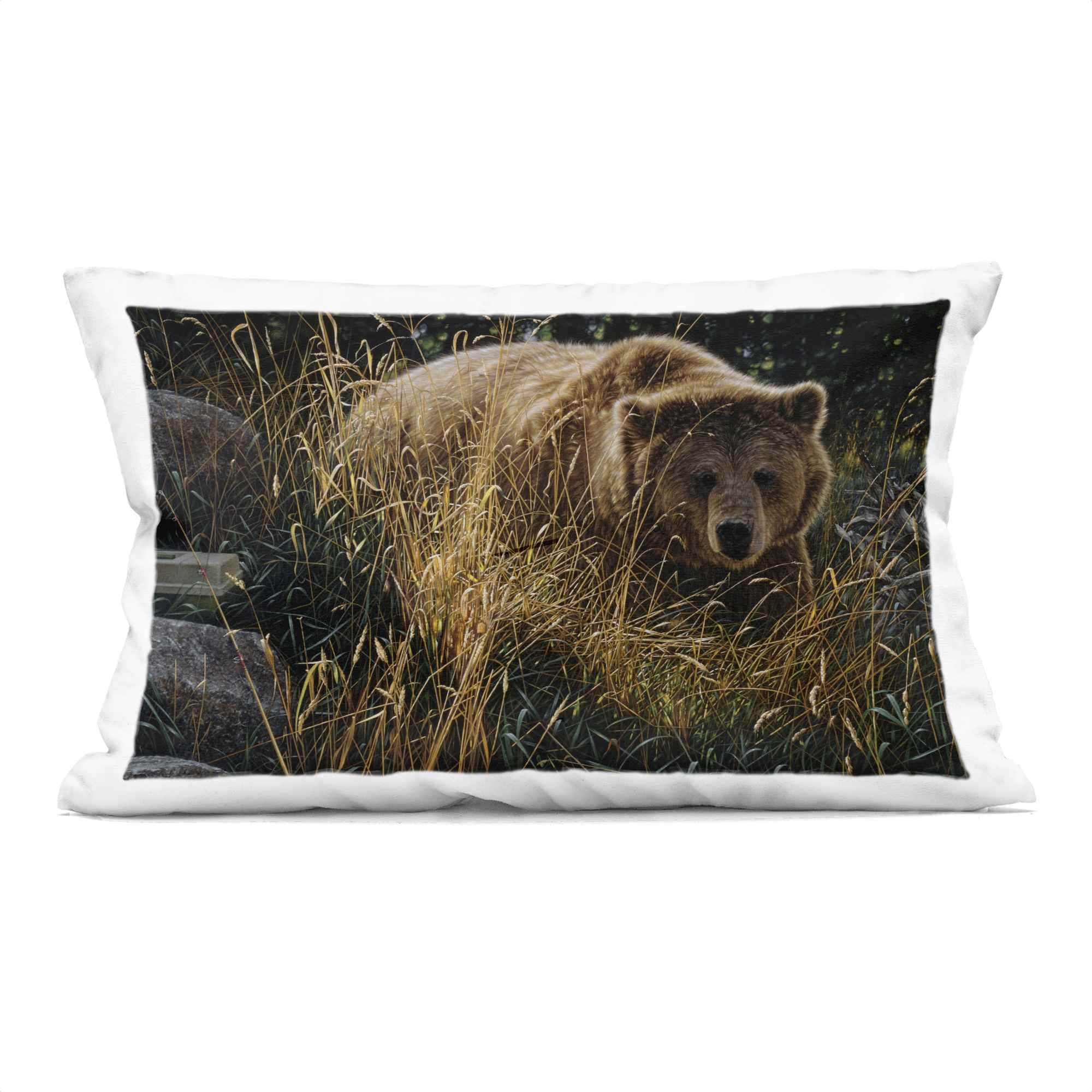 Stupell Industries PLQ-624-RCW-14X20 Crossing Paths Grizzly Bear Decorative Printed Throw Pillow design by Collin Bogle 14 x 20