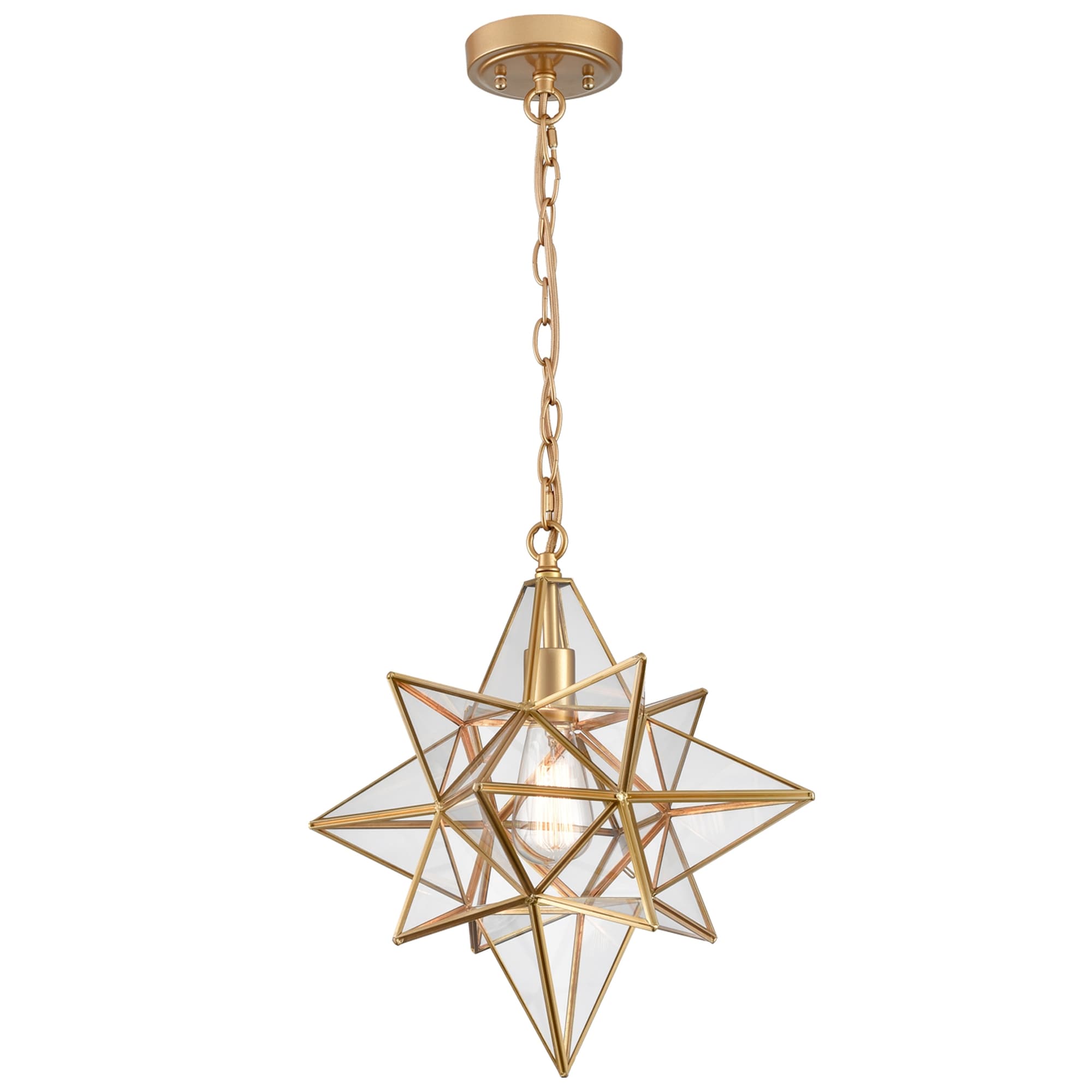 Claxy TJ-B5314DU-16J-T Geometric 1 -Light Gold Modern/contemporary Clear glass Geometric Medium Hanging Pendant light