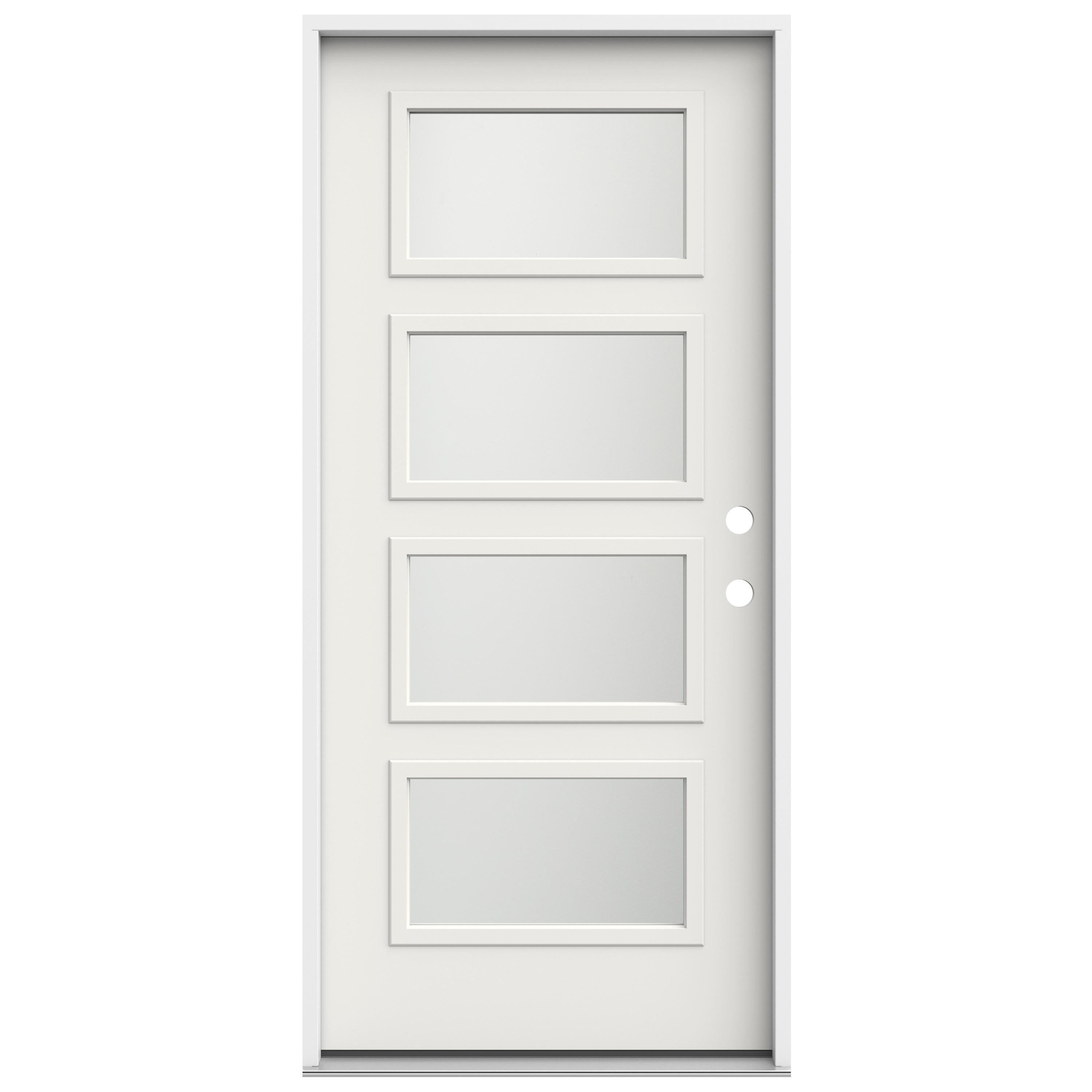 JELD-WEN LOWOLJW250400009 36-in x 80-in x 4-9/16-in Steel Full lite Left-hand inswing White Painted Prehung Front Door Insulating core