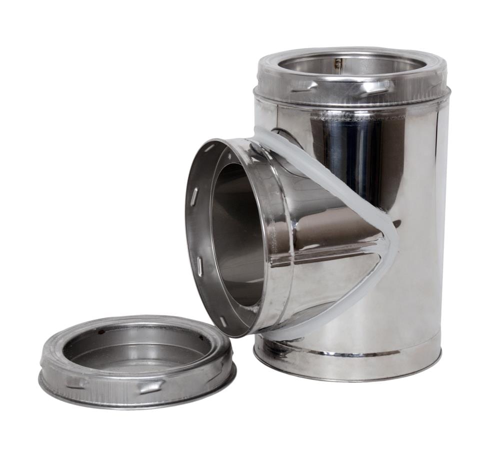 SuperVent 6X1 Insulated Tee and Plug | Stainless Steel Double Wall Chimney Cap | Bolt-on or Slip-in Attachment | Superior Insulation | All Fuel -  JSC6SITS