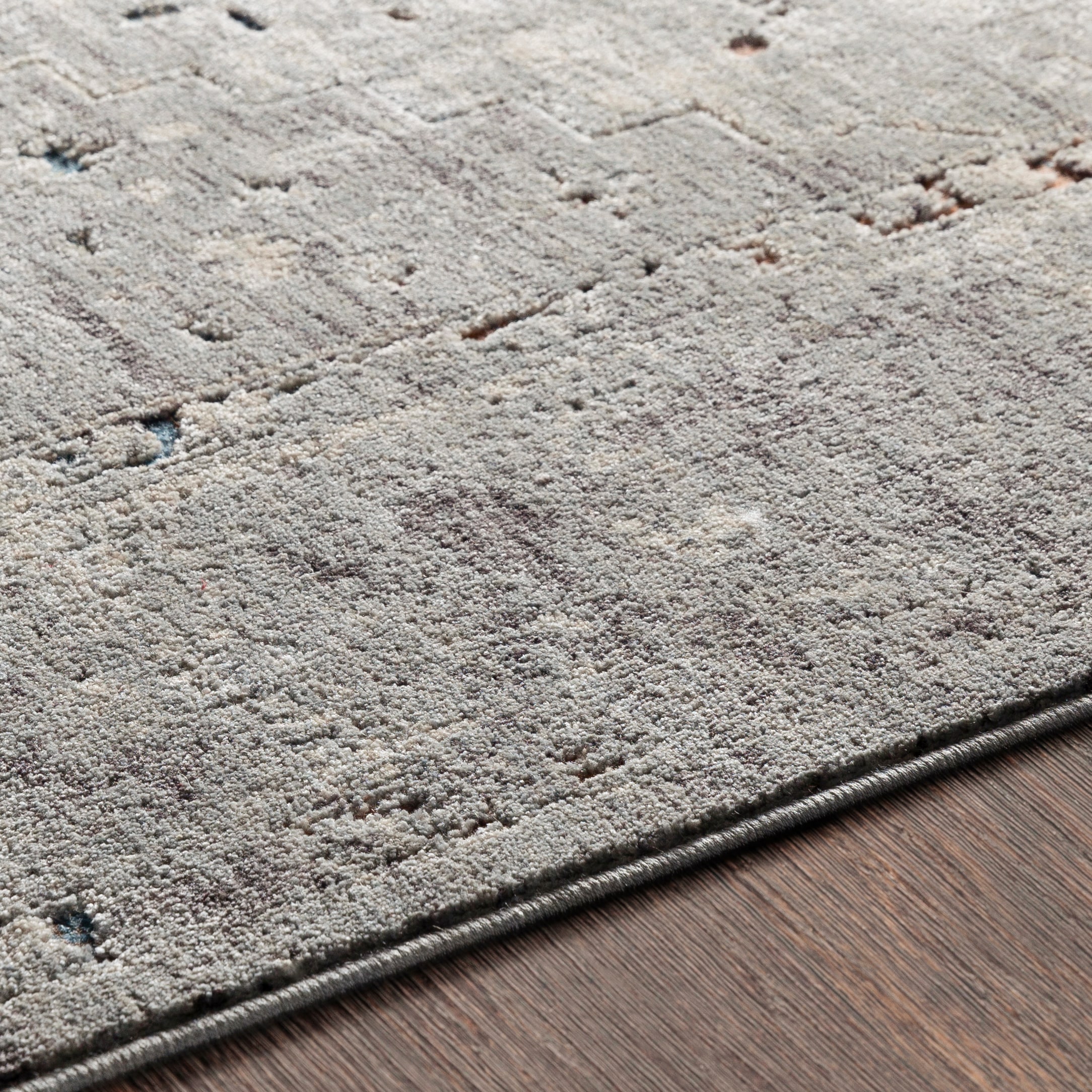 Elegant Gray Rectangular Easy-Care Synthetic Rug