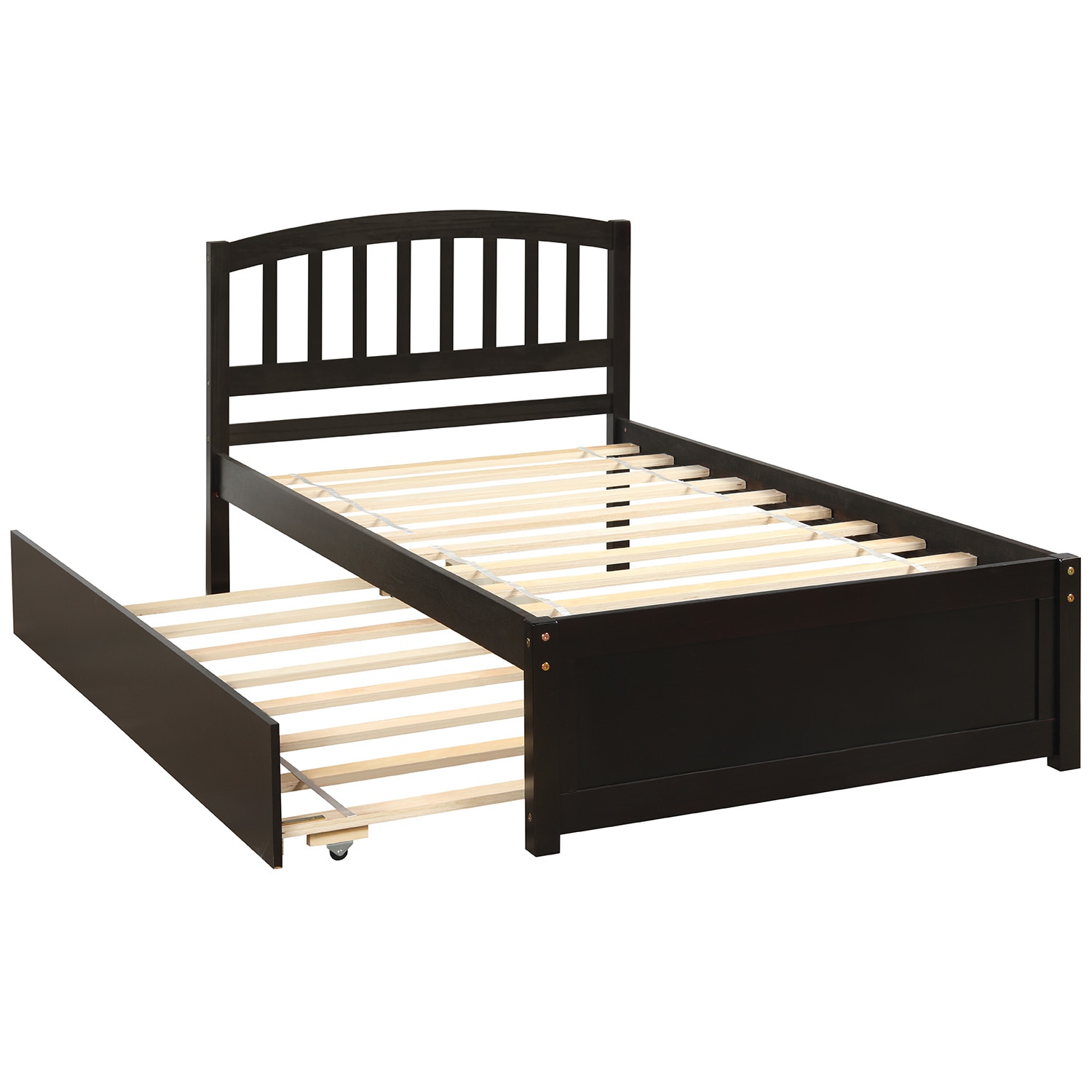 CASAINC LY-WF194302AAP Platform bed Espresso Twin Wood Platform Bed