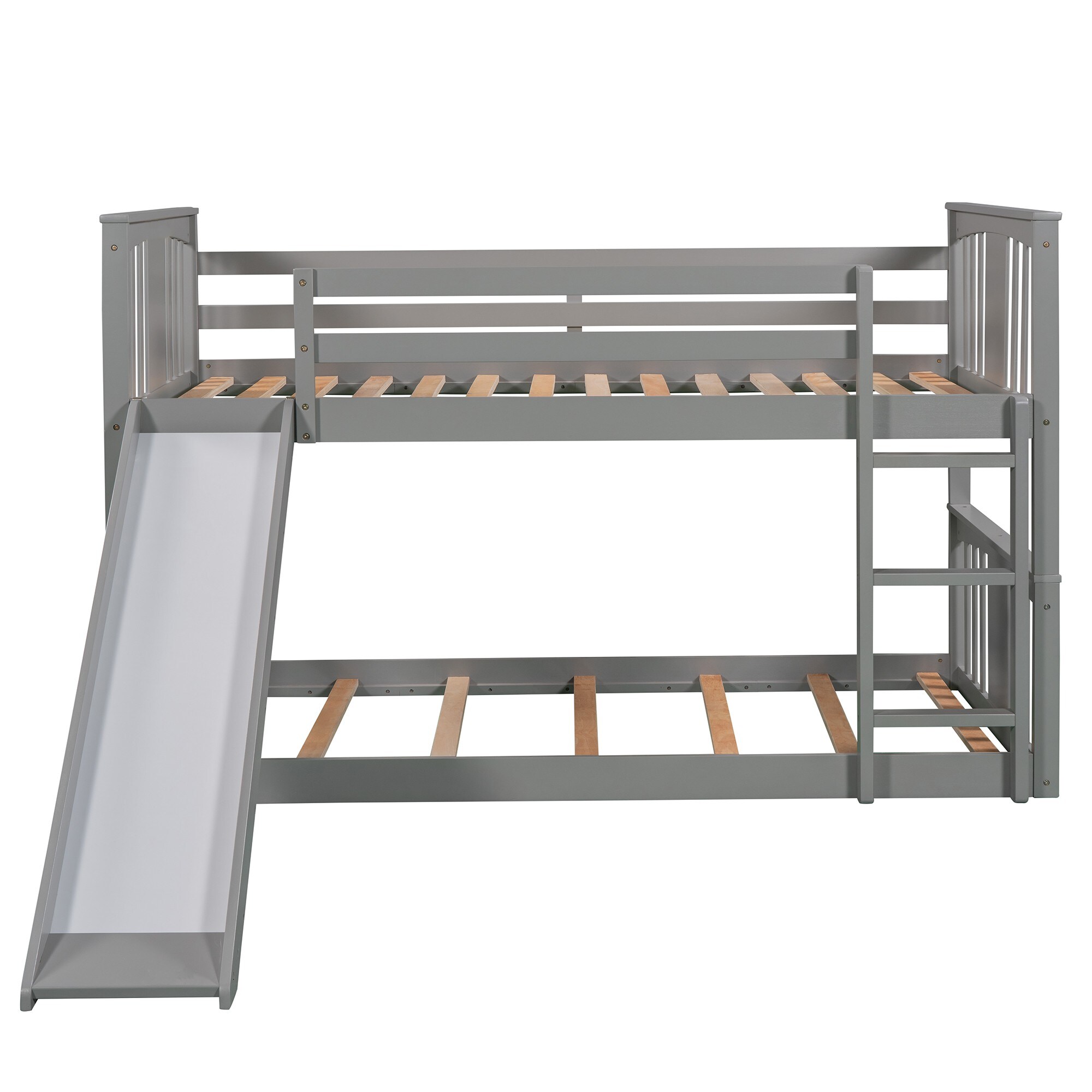 Yiekholo Gray Twin Over Twin Bunk Bed in the Bunk Beds department at ...