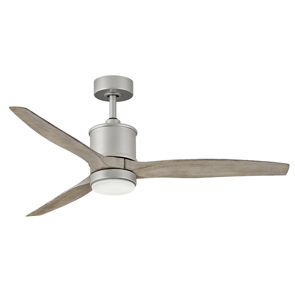 Hinkley 900760FBN-LWD Hover 60-in Integrated LED Outdoor Smart Brushed Nickel with Weathered Wood Blades Ceiling Fan With Light - Remote Included ( 3 -Blade )