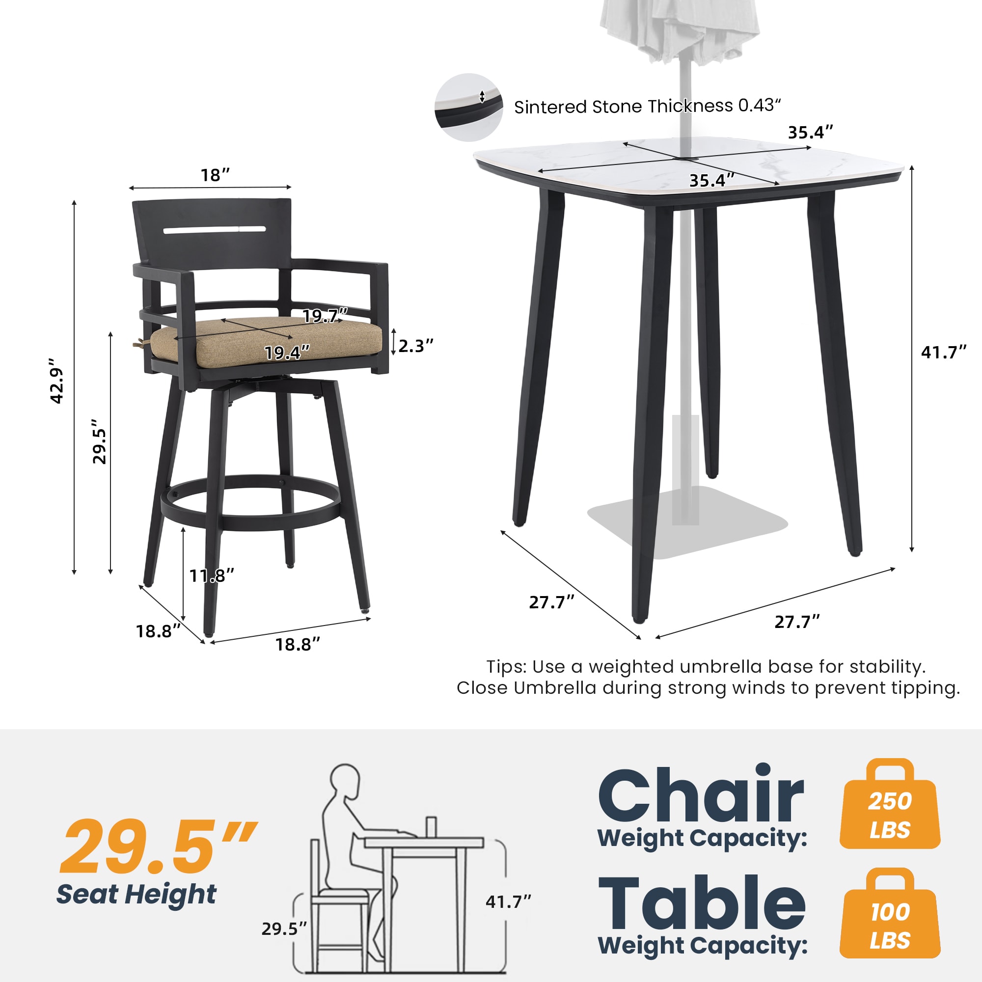 DENISLAWN DLCLT2V-BN Patio-Dining-Sets - View #11
